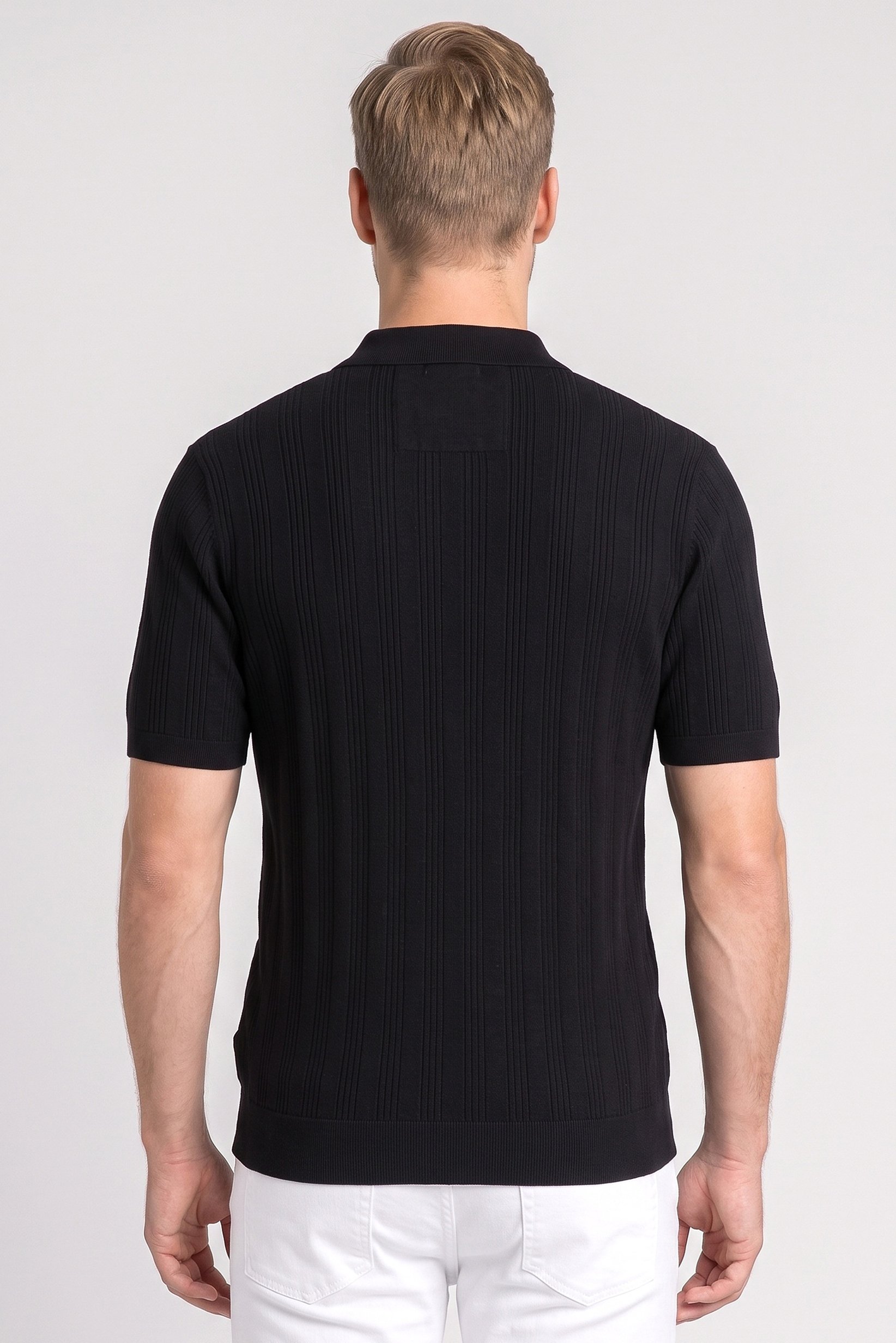 Men Regular Fit Short Sleeve Outdoor Polo Shirt, Black