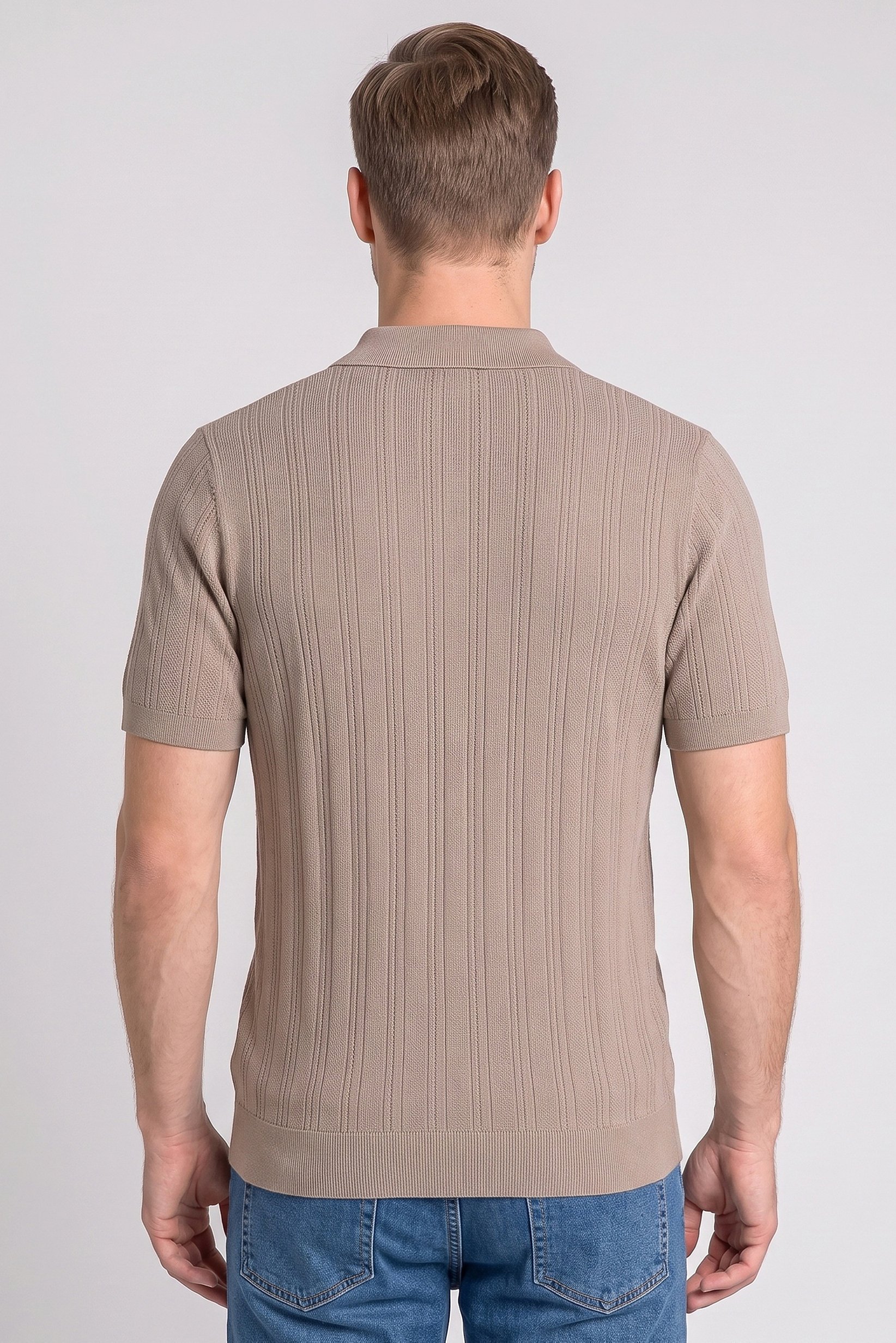 Men Regular Fit Short Sleeve Outdoor Polo Shirt, Taupe