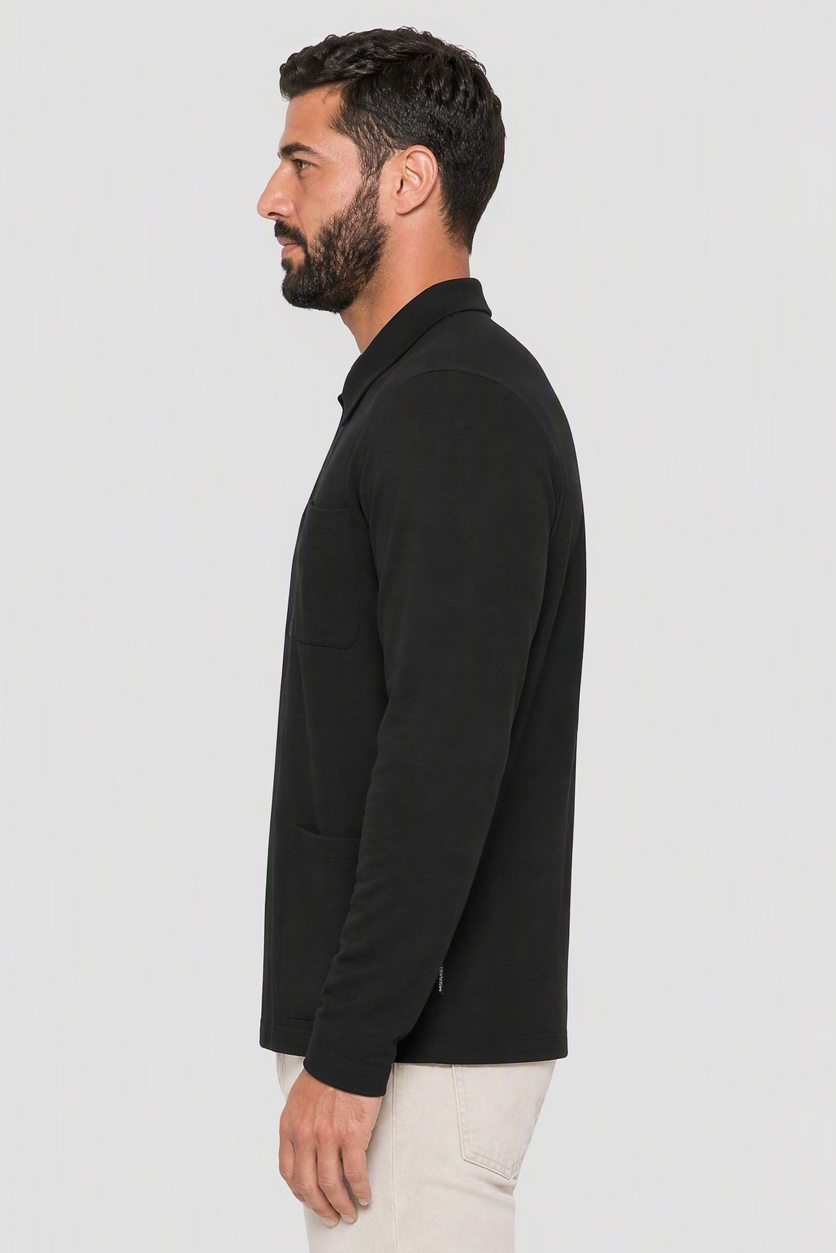 Men Spread Neck Cardigan, Black