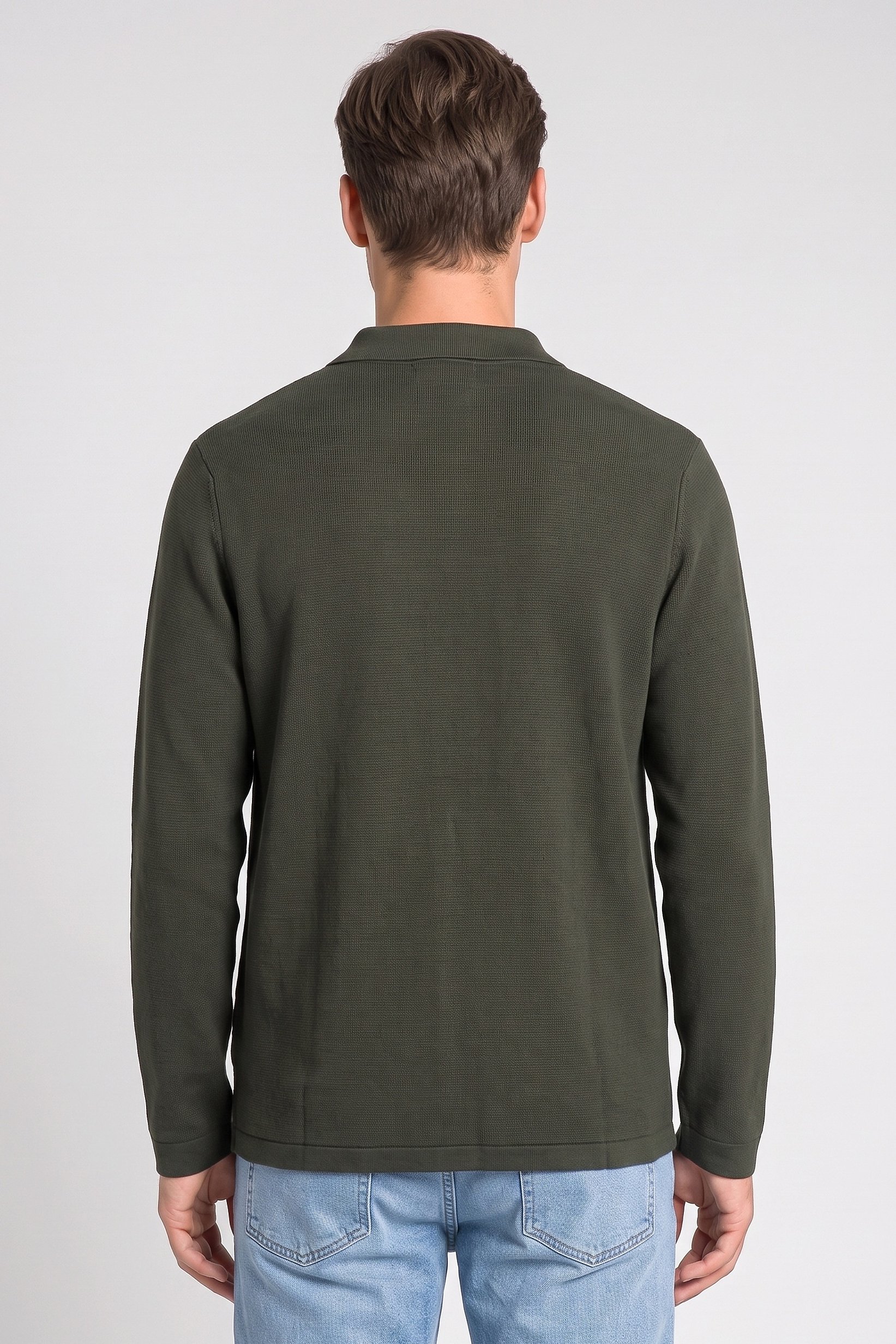 Men Spread Neck Knitted Cardigan, Green