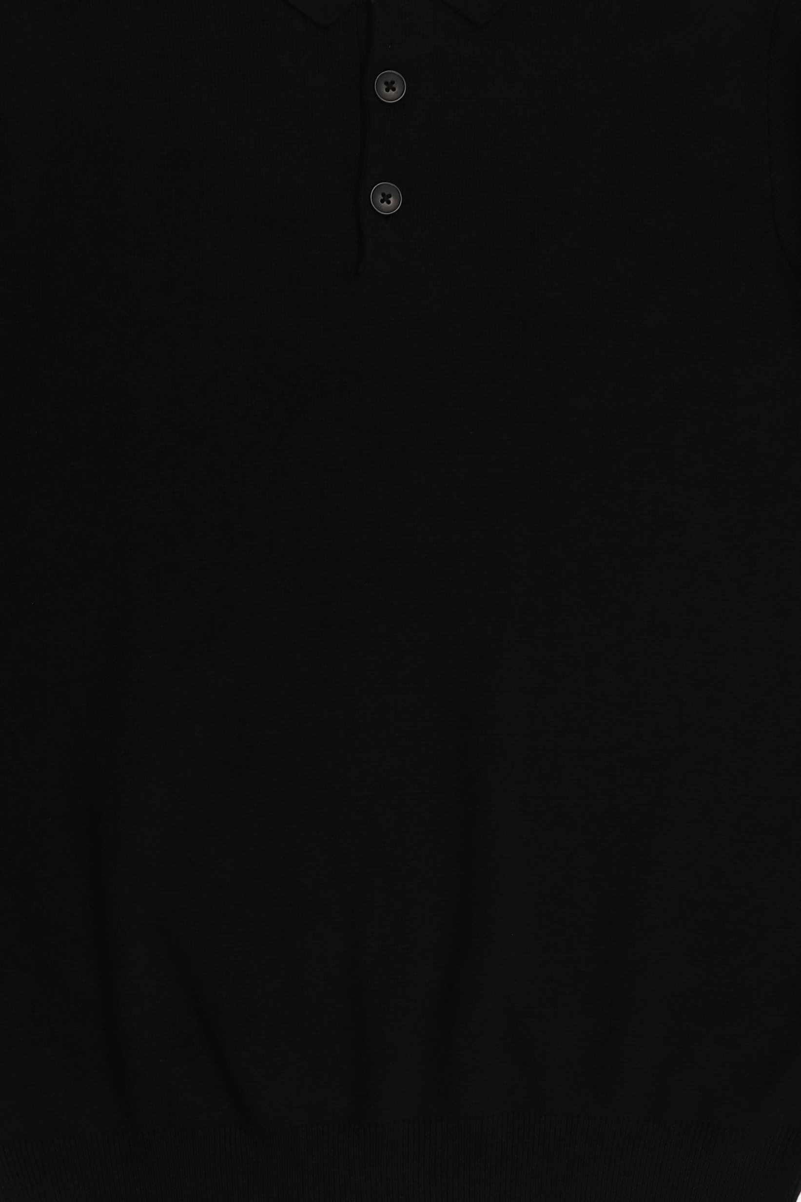 Men Spread Collar Long Sleeve Knitted Polo Shirt, Black