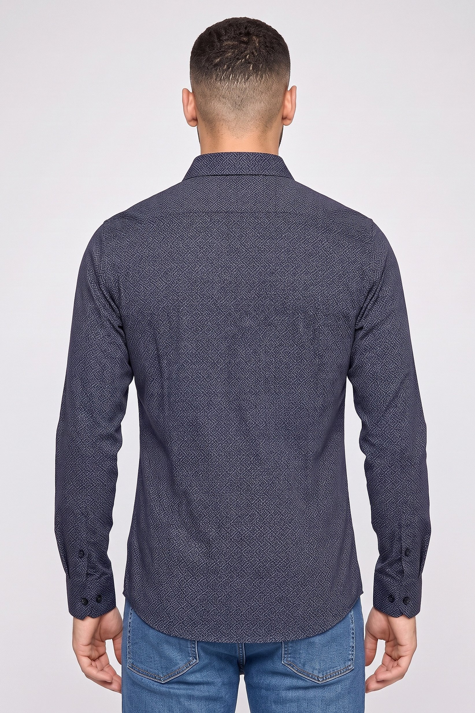 Men Regular Fit Jacquard Pattern Long Sleeve Casual Shirt, Multicolor