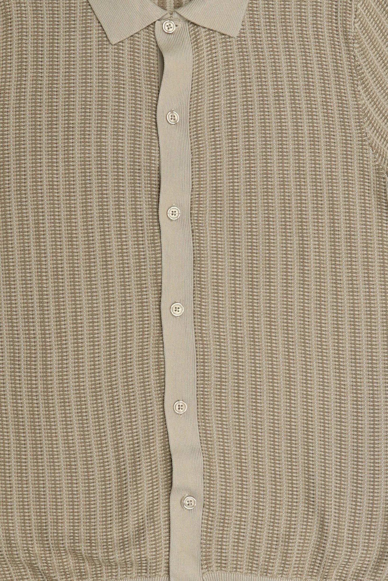 Men Spread Collar Short Sleeve Knitted Polo Shirt, Beige