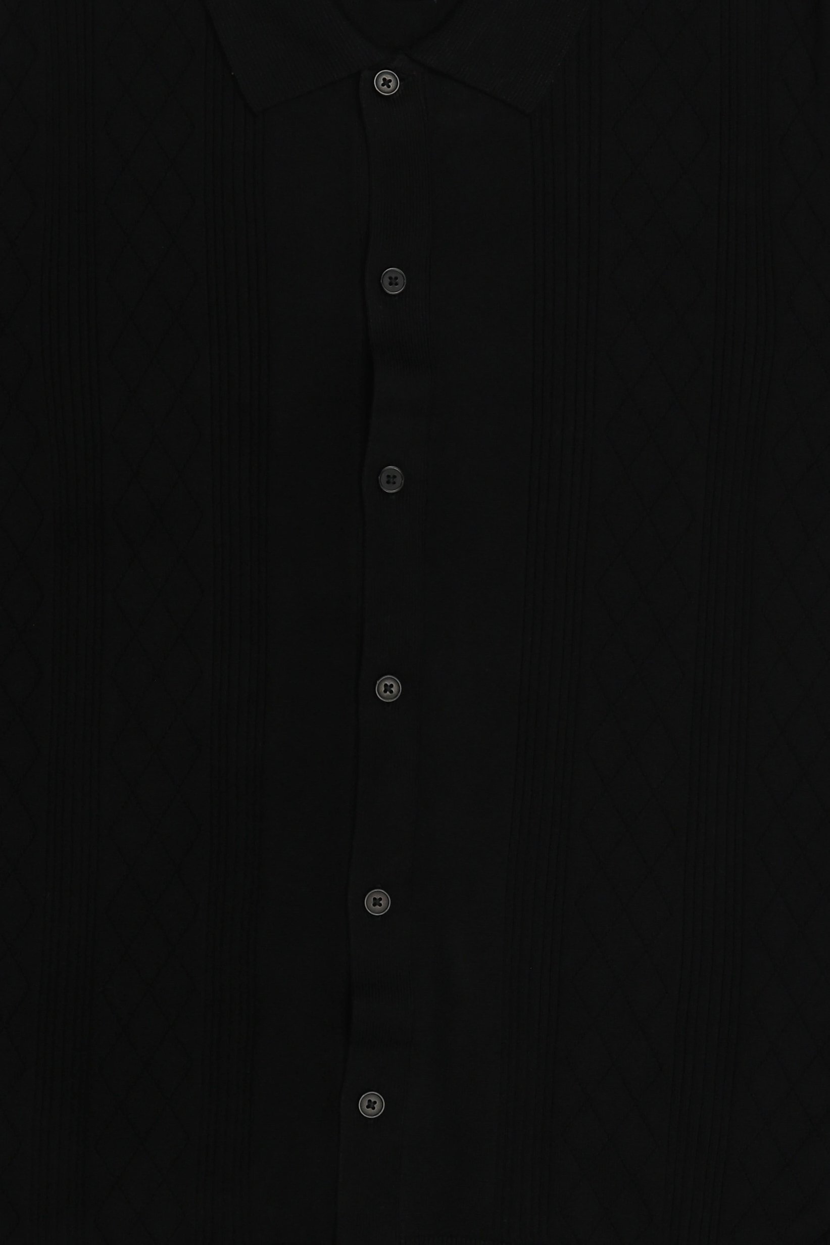 Men Regular Fit Short Sleeve Textured Polo Shirt, Black