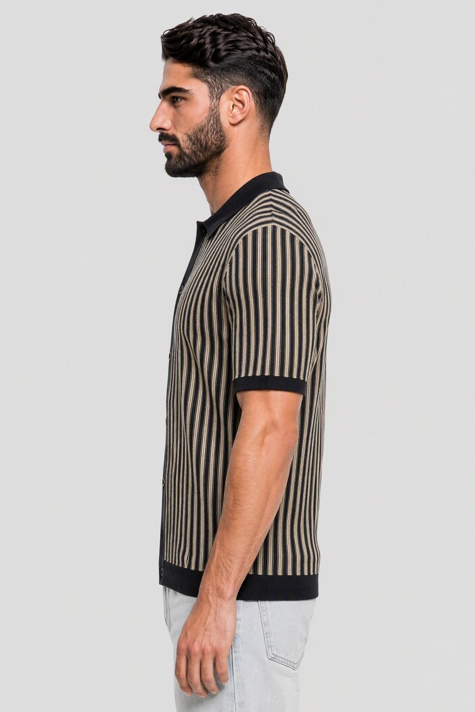 Men Regular Fit Short Sleeve Stripe Polo Shirt, Multicolor