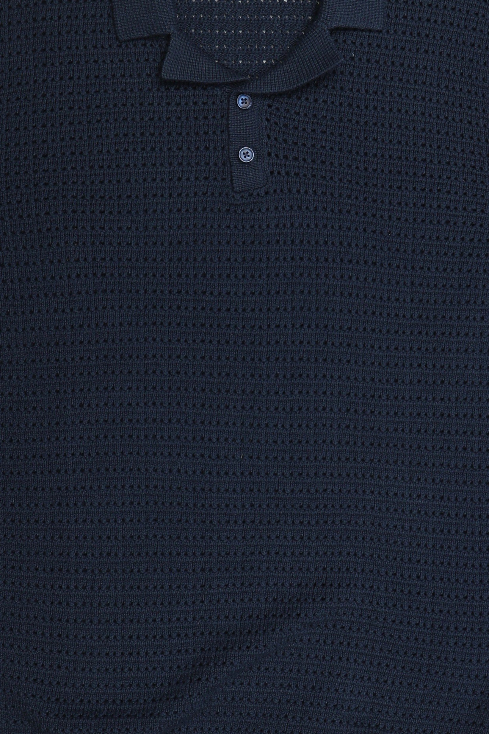 Men Regular Fit Knitted Short Sleeve Polo, Navy Blue