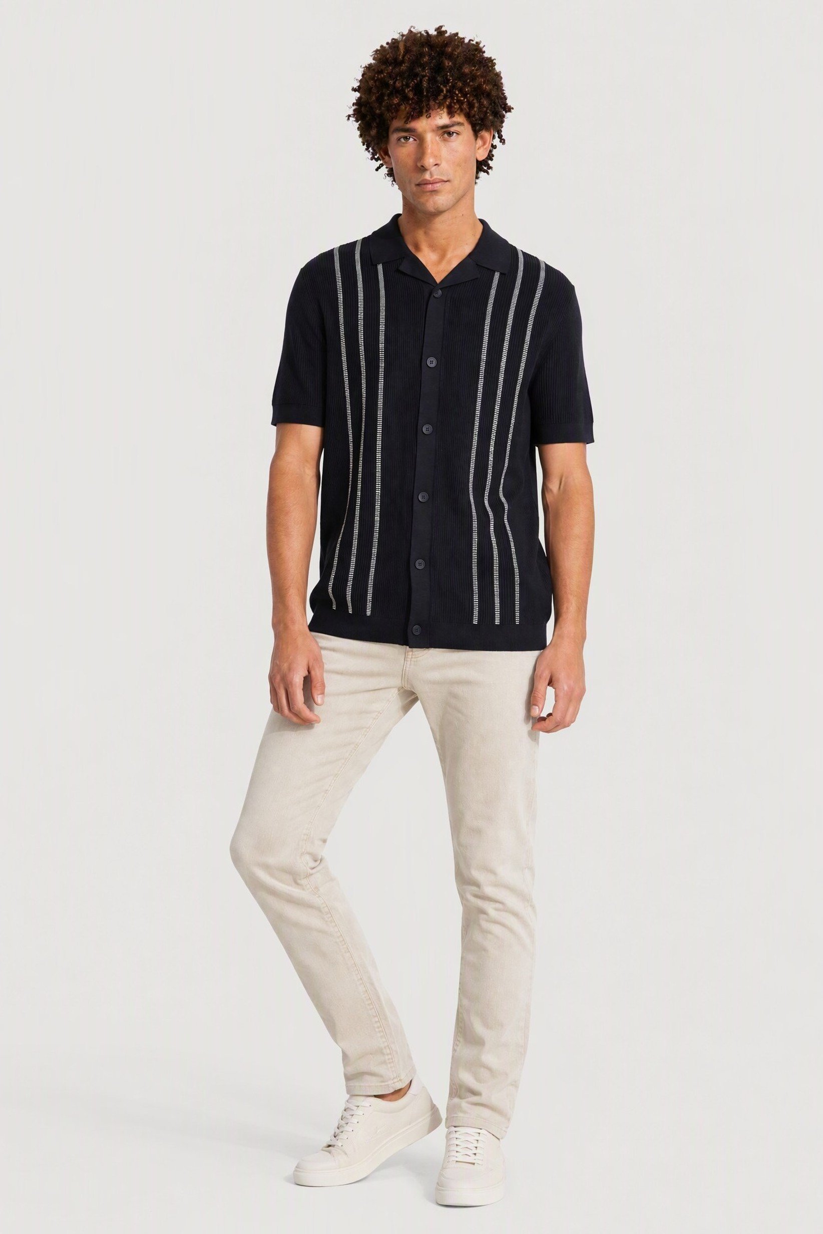 Men Regular Fit Short Sleeve Knitted Polo Shirt, Navy