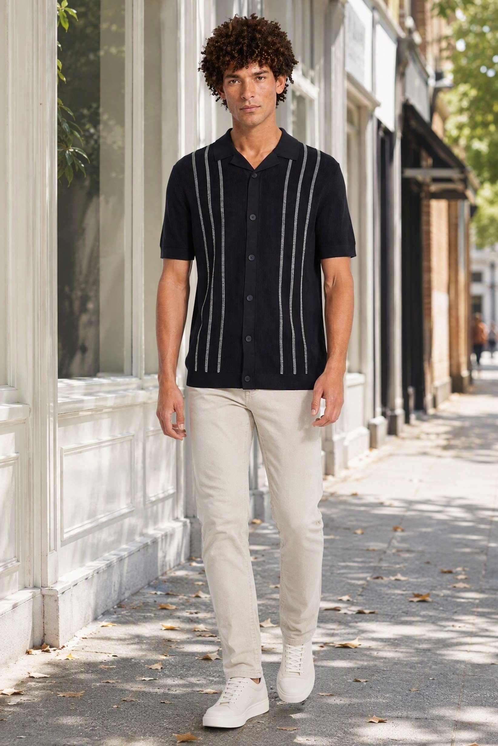 Men Regular Fit Short Sleeve Knitted Polo Shirt, Navy