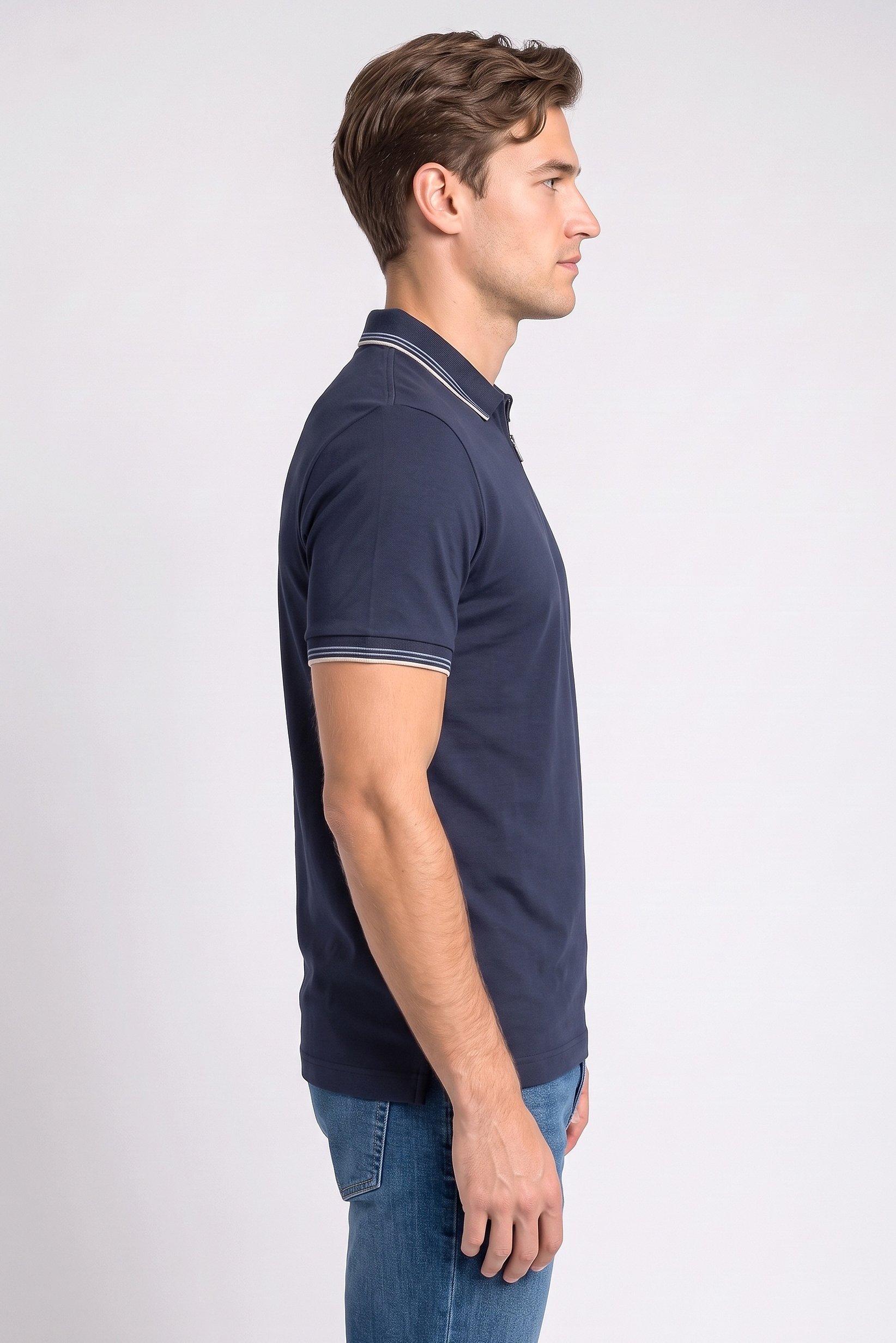 Men Regular Fit Short Sleeve Plain Polo Shirt, Navy