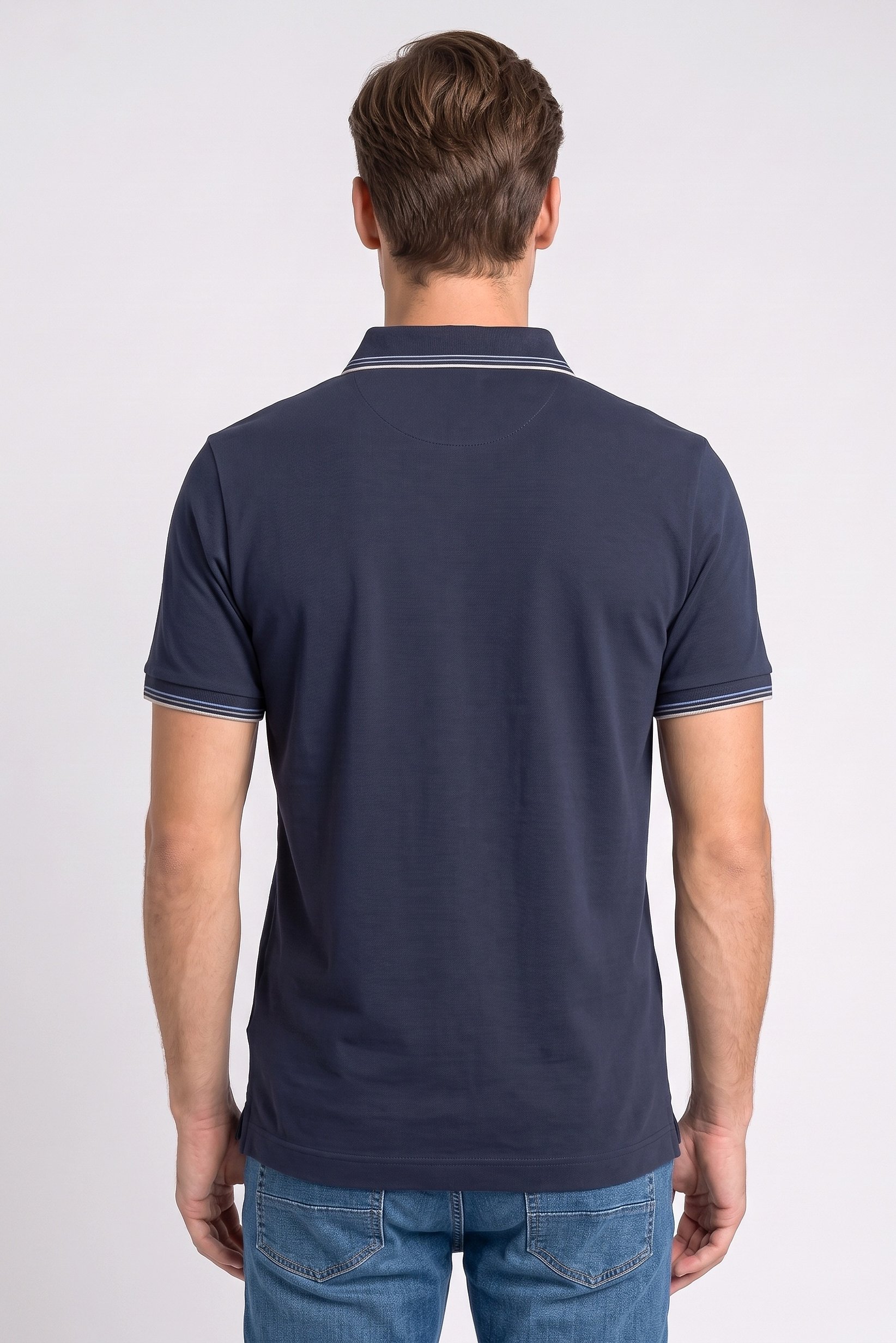Men Regular Fit Short Sleeve Plain Polo Shirt, Navy
