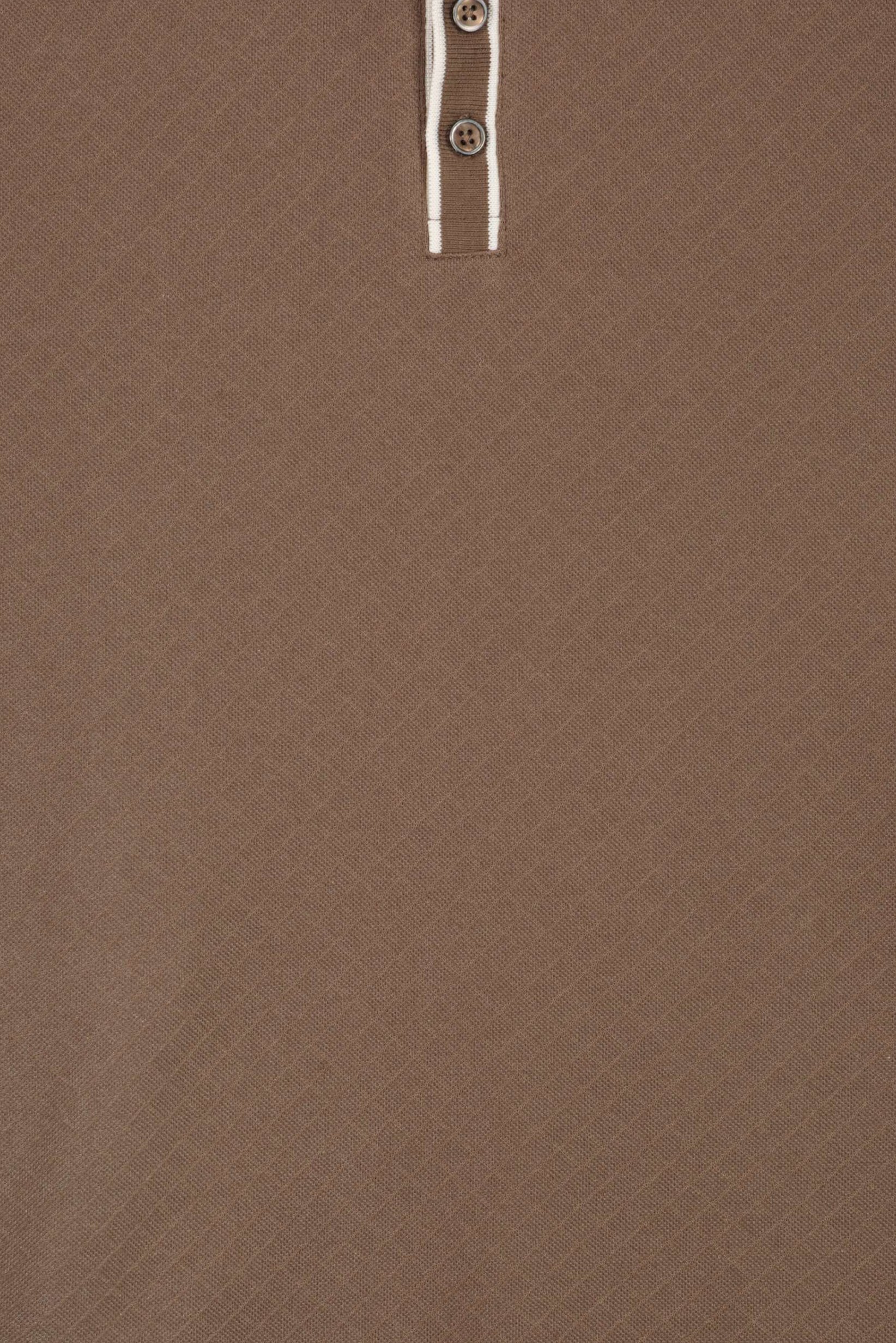 Men Regular Fit Short Sleeve Textured Polo Shirt, Dusty Brown