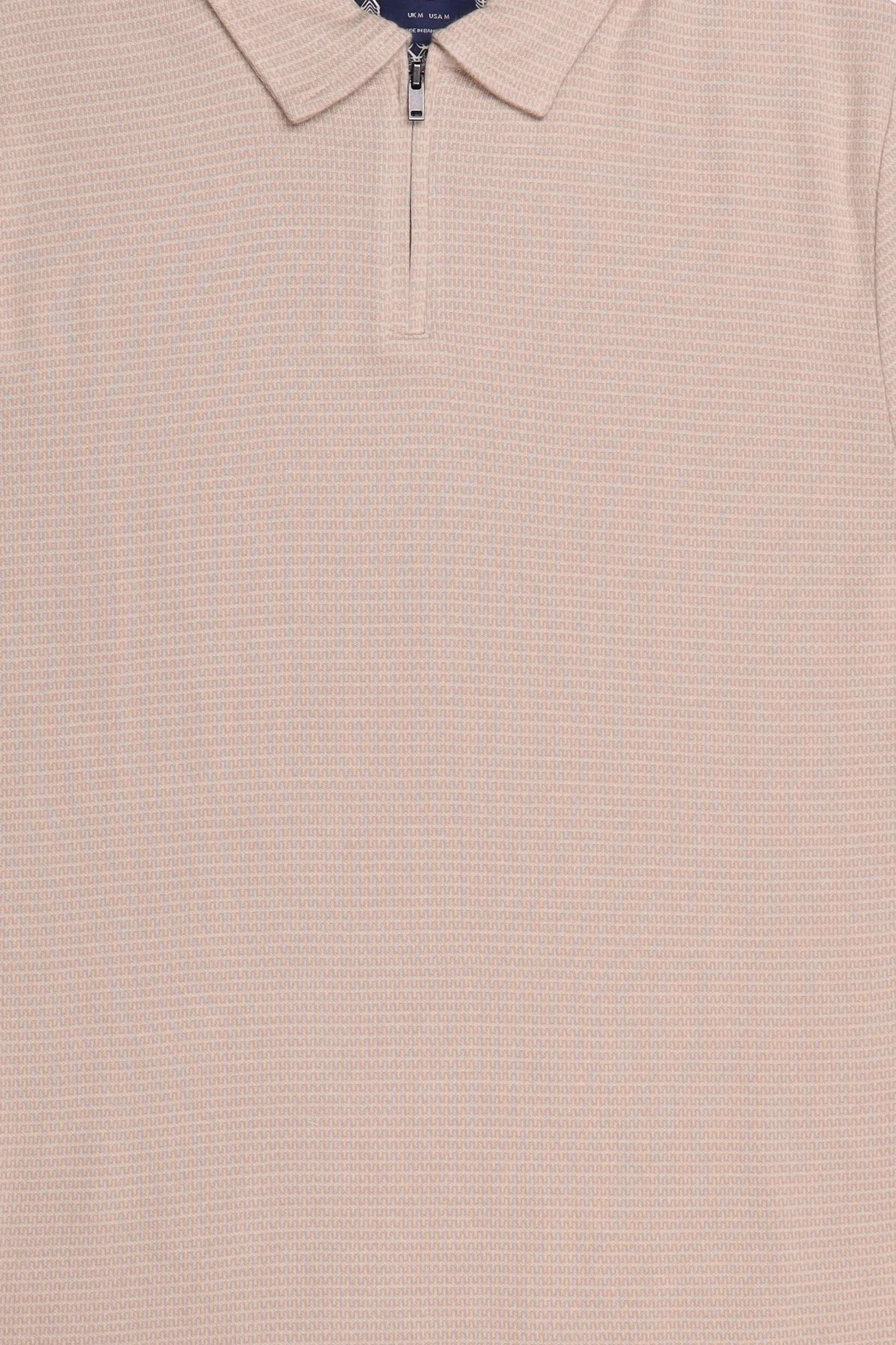 Men Regular Fit Short Sleeve Textured Polo Shirt, Beige