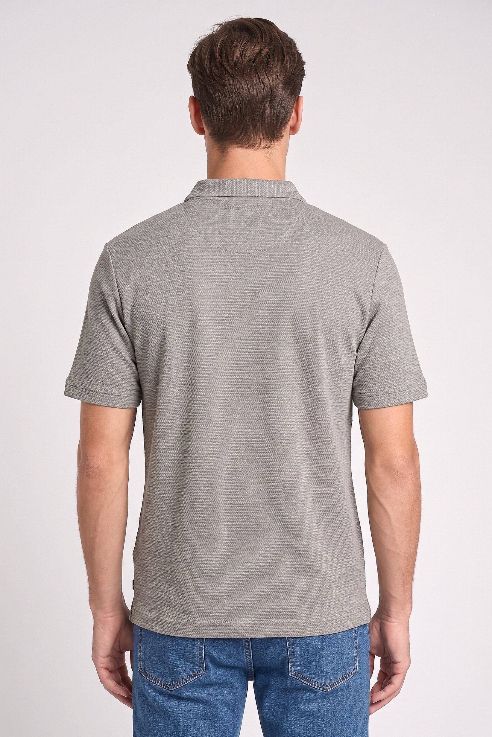 Men Regular Fit Short Sleeve Textured Polo Shirt, Sage Green