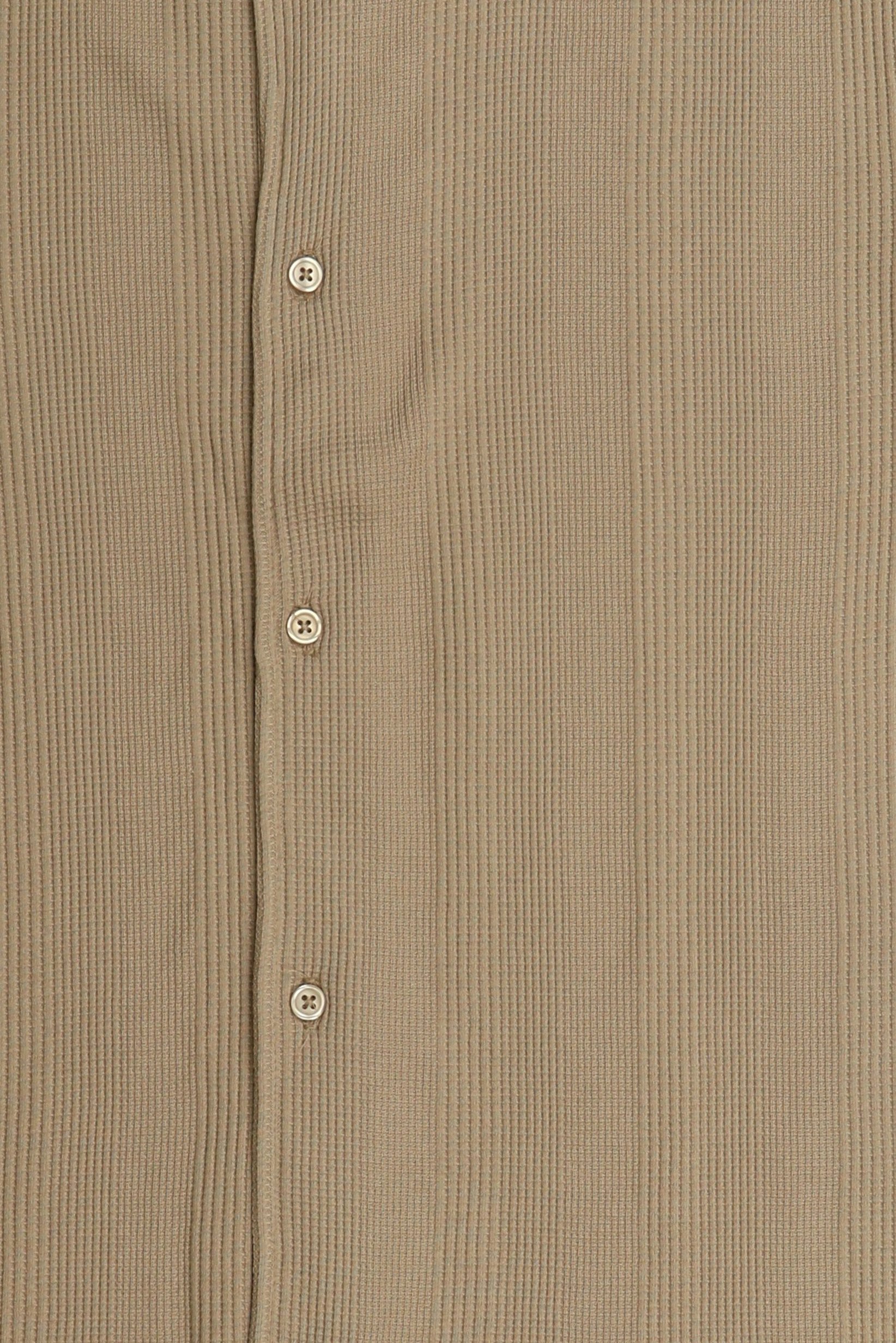Men Regular Fit Short Sleeve Textured Casual Shirt, Light Brown