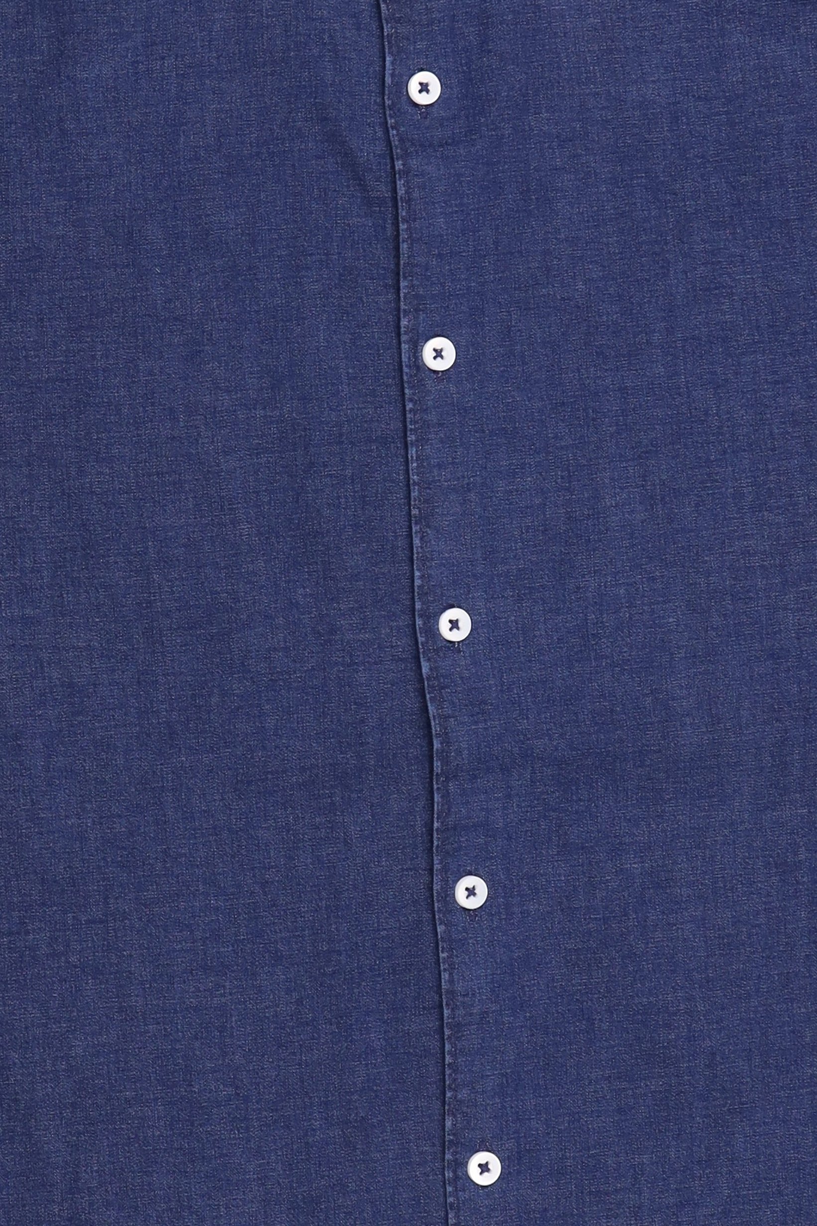 Men Regular Fit Washed Long Sleeve Denim Shirt, Navy