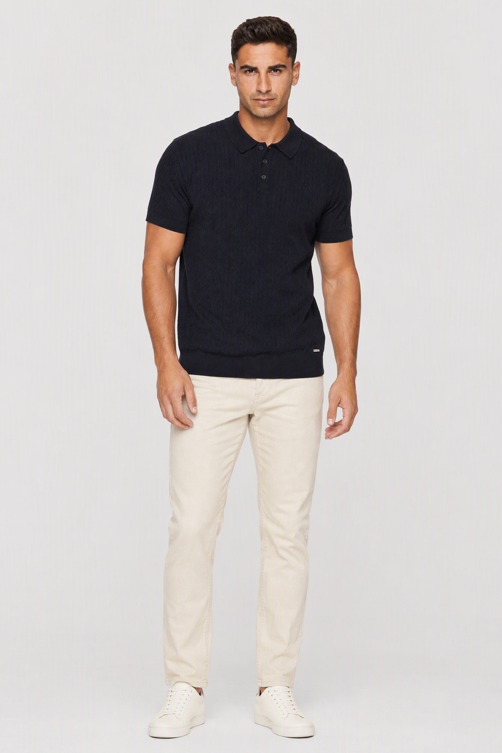 Men Regular Fit Brand Logo Short Sleeve Polo Shirt, Navy