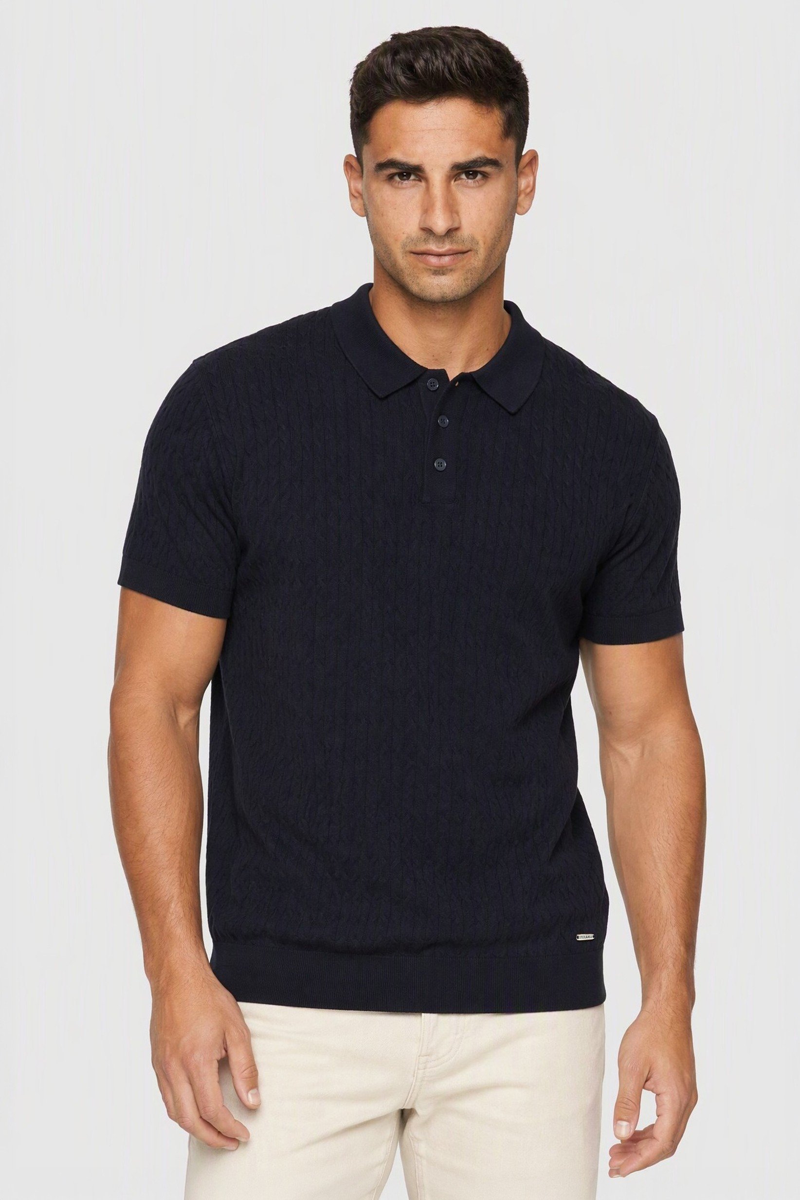 Men Regular Fit Brand Logo Short Sleeve Polo Shirt, Navy