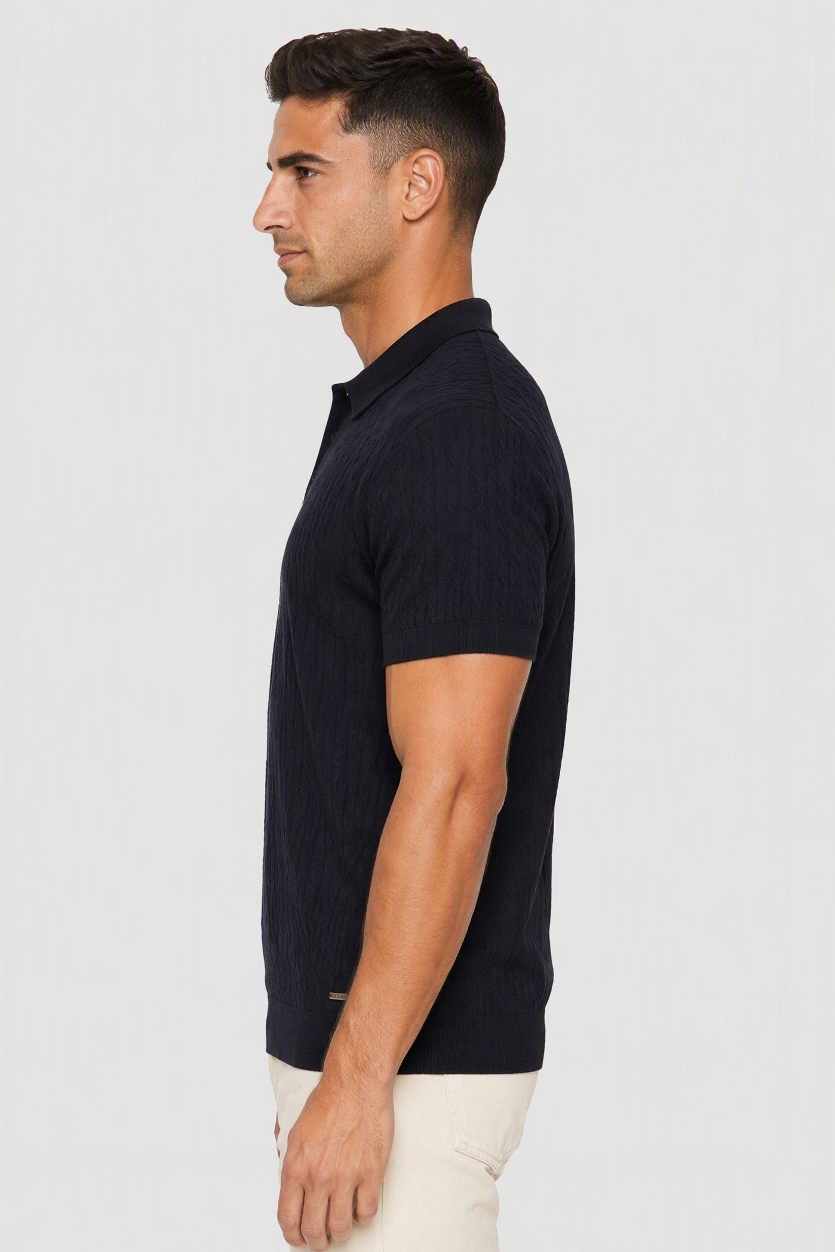 Men Regular Fit Brand Logo Short Sleeve Polo Shirt, Navy