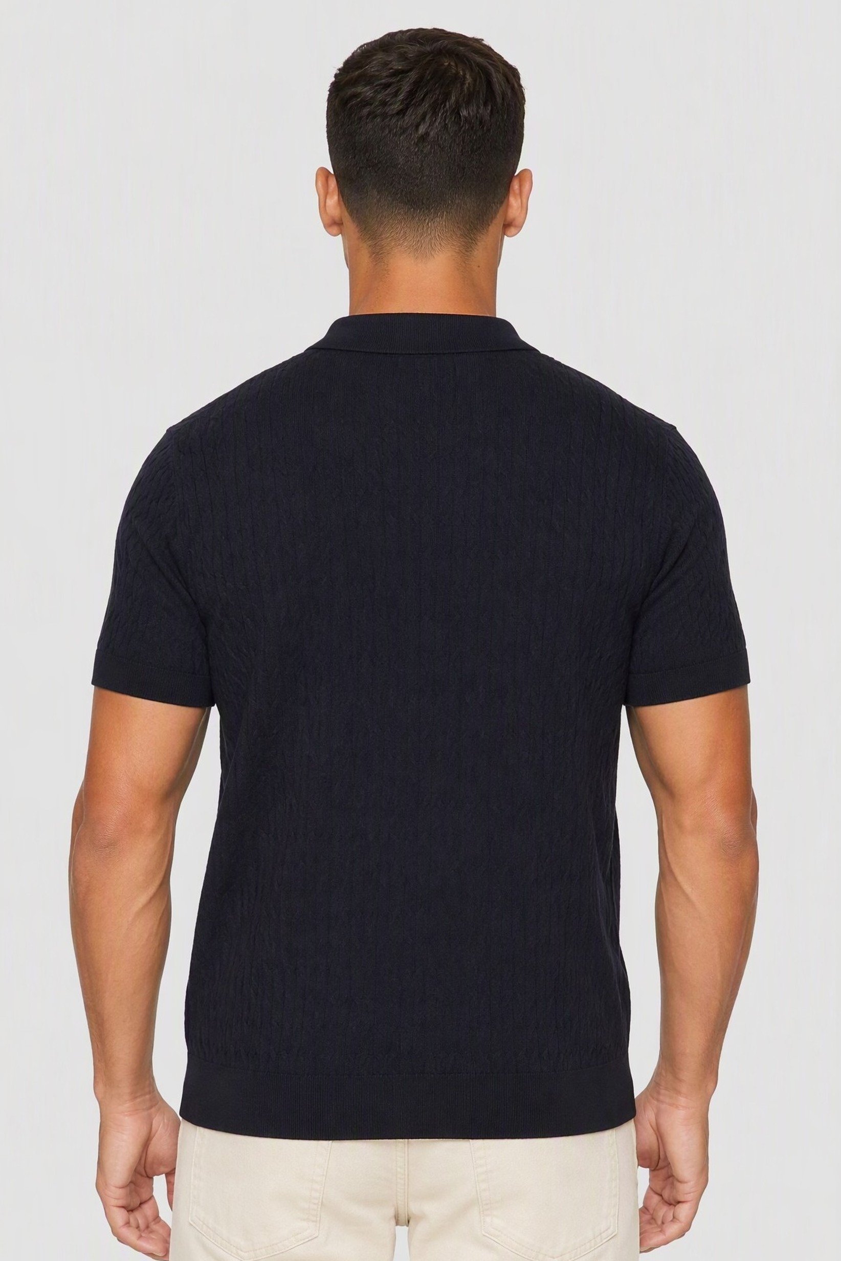 Men Regular Fit Brand Logo Short Sleeve Polo Shirt, Navy