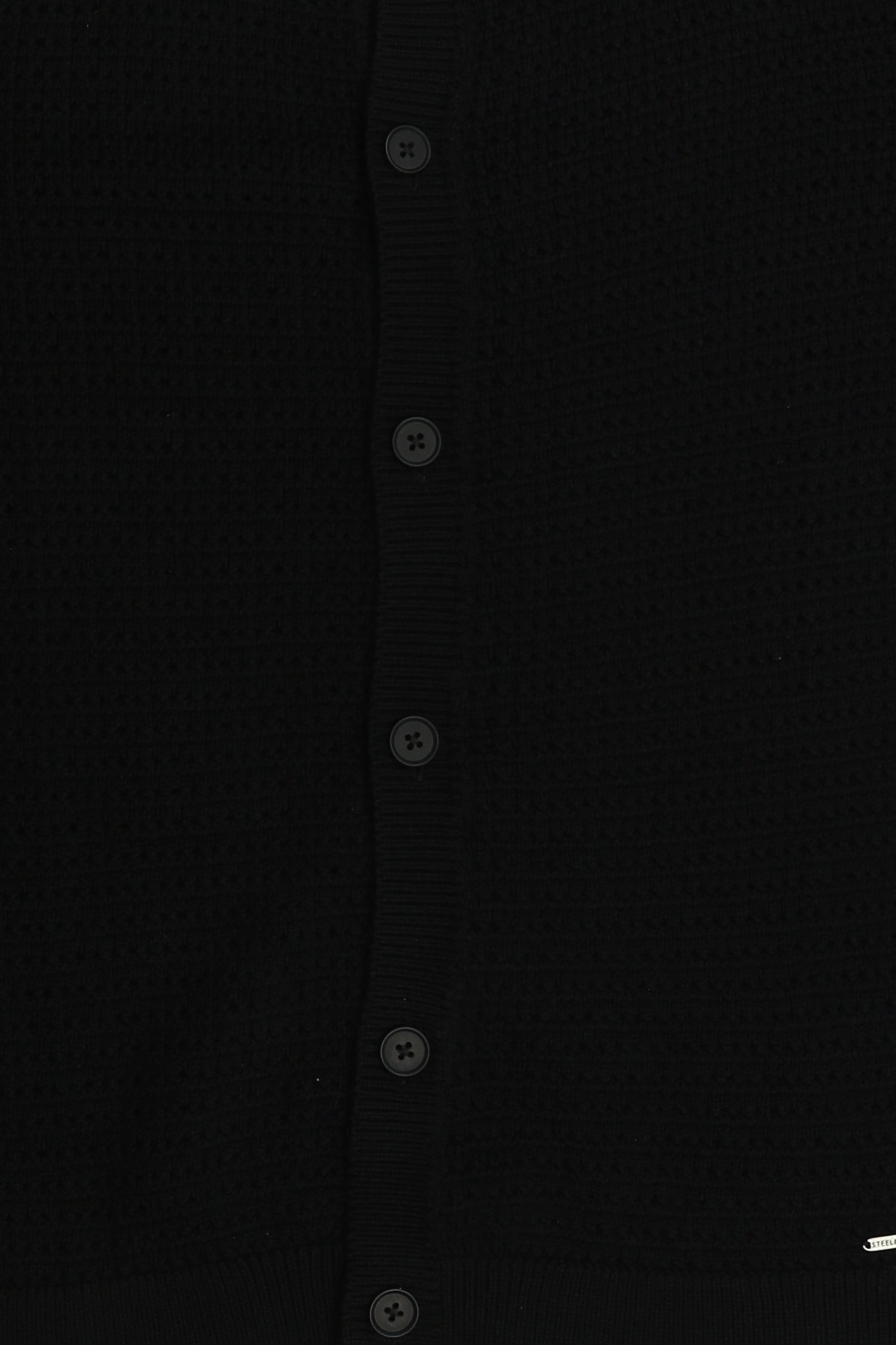 Men Regular Fit Textured Long Sleeve  Polo Shirt, Black
