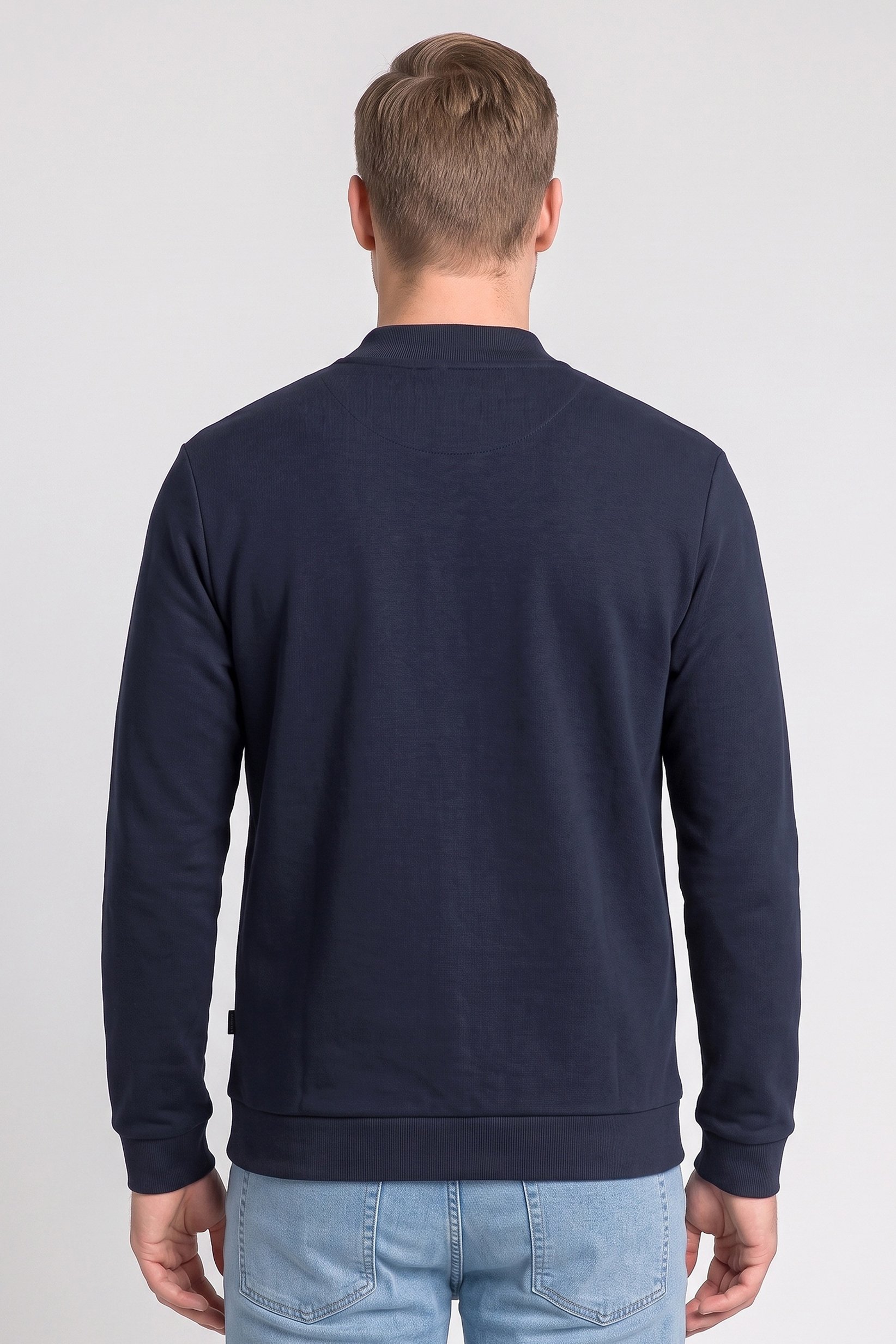 Men Plain Bomber Jacket, Navy