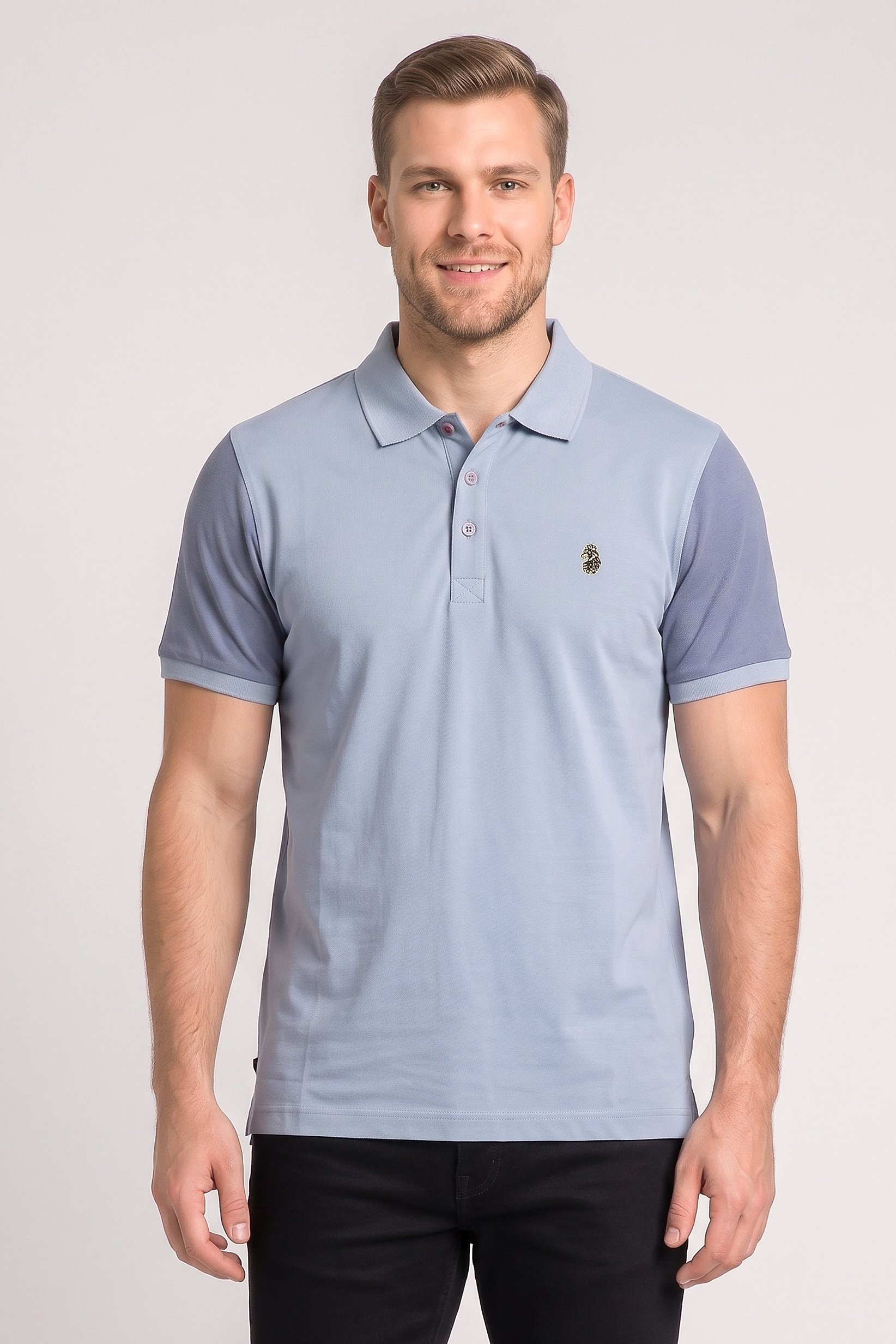 Men Sportswear Fit Short Sleeve Outdoor Polo Shirt, Sky Blue