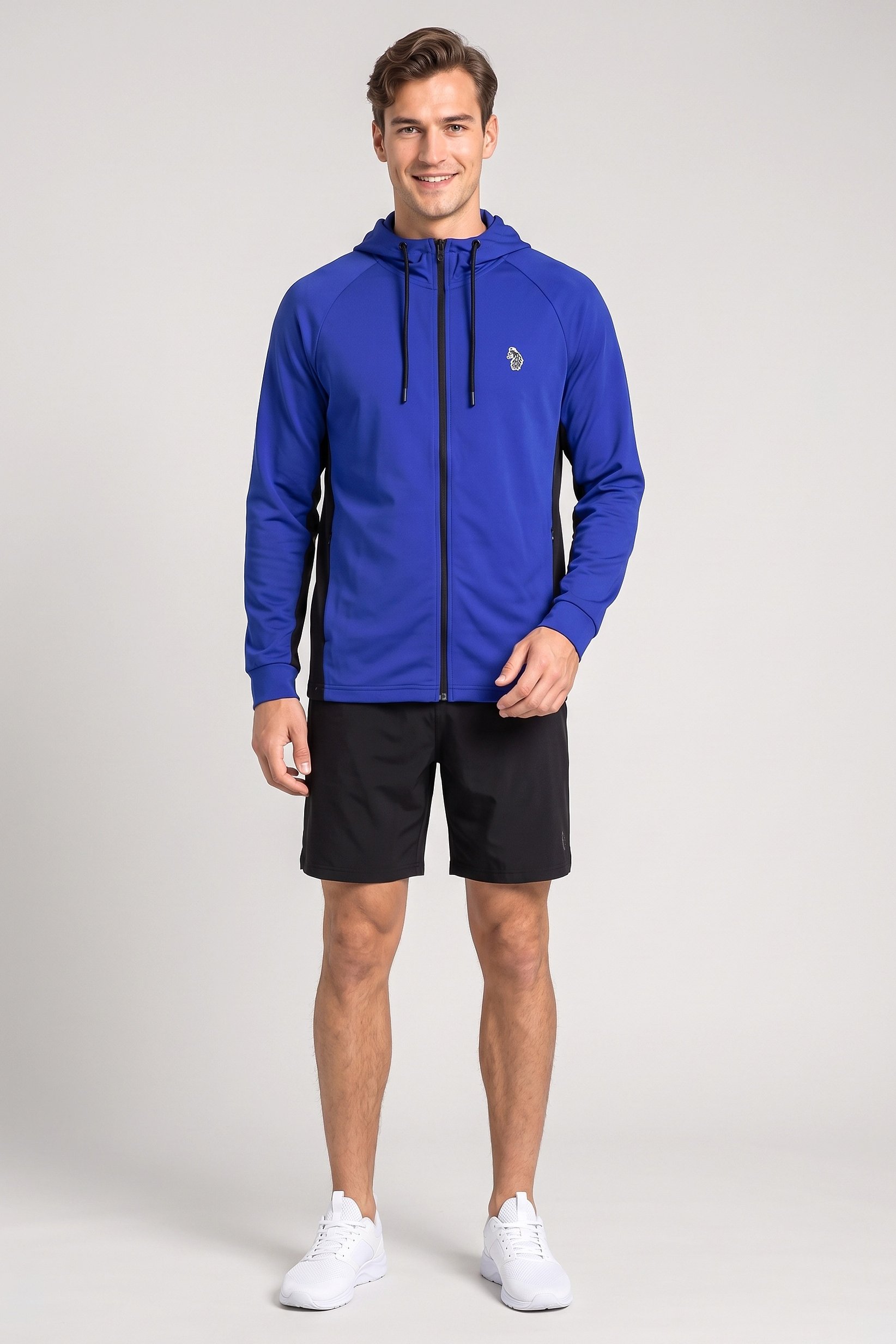 Men Sportswear Fit Long Sleeve Full Zip Training Hoodie, Blue