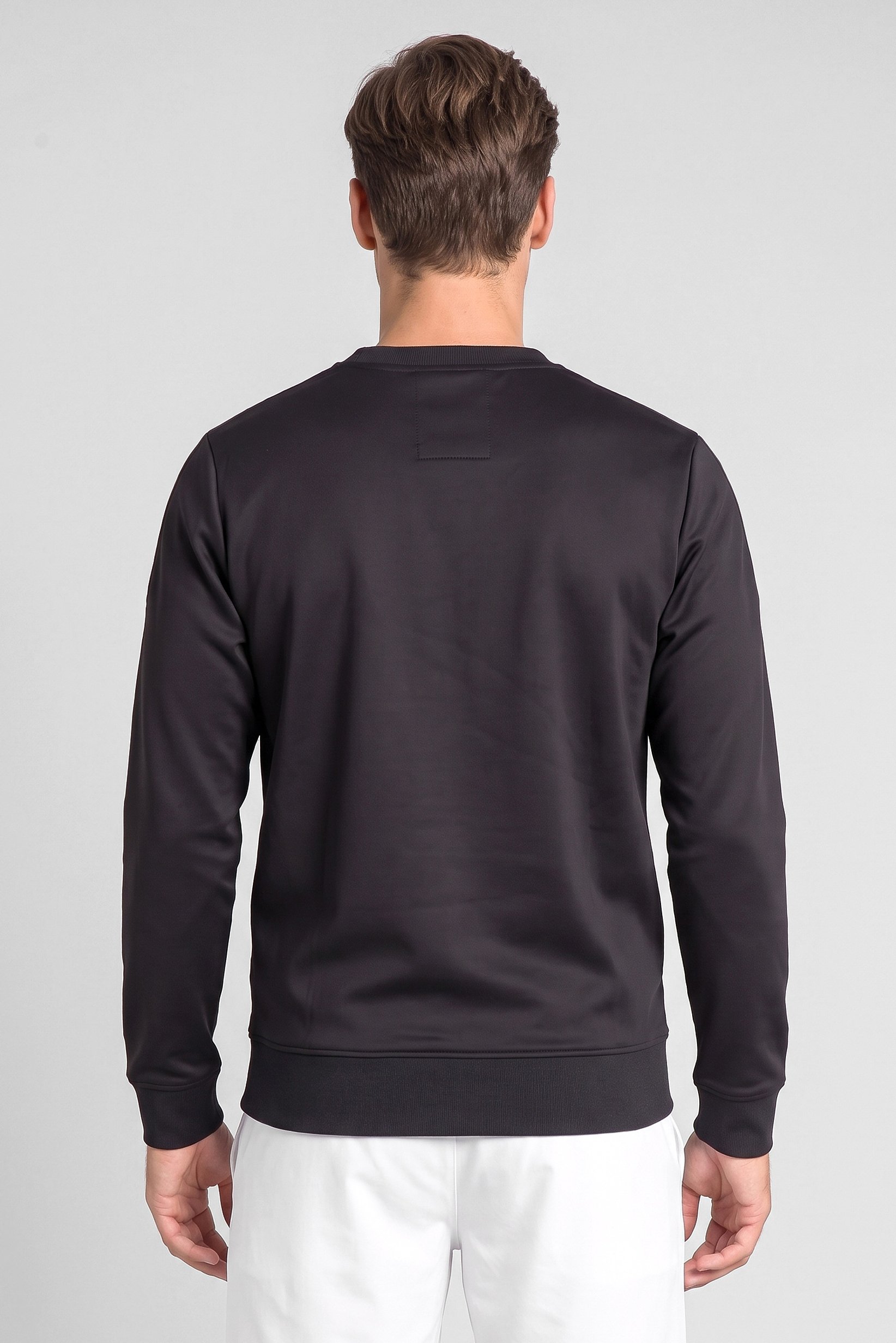 Men Crew Neck Brand Logo Long Sleeve Outdoor Sweatshirt, Black