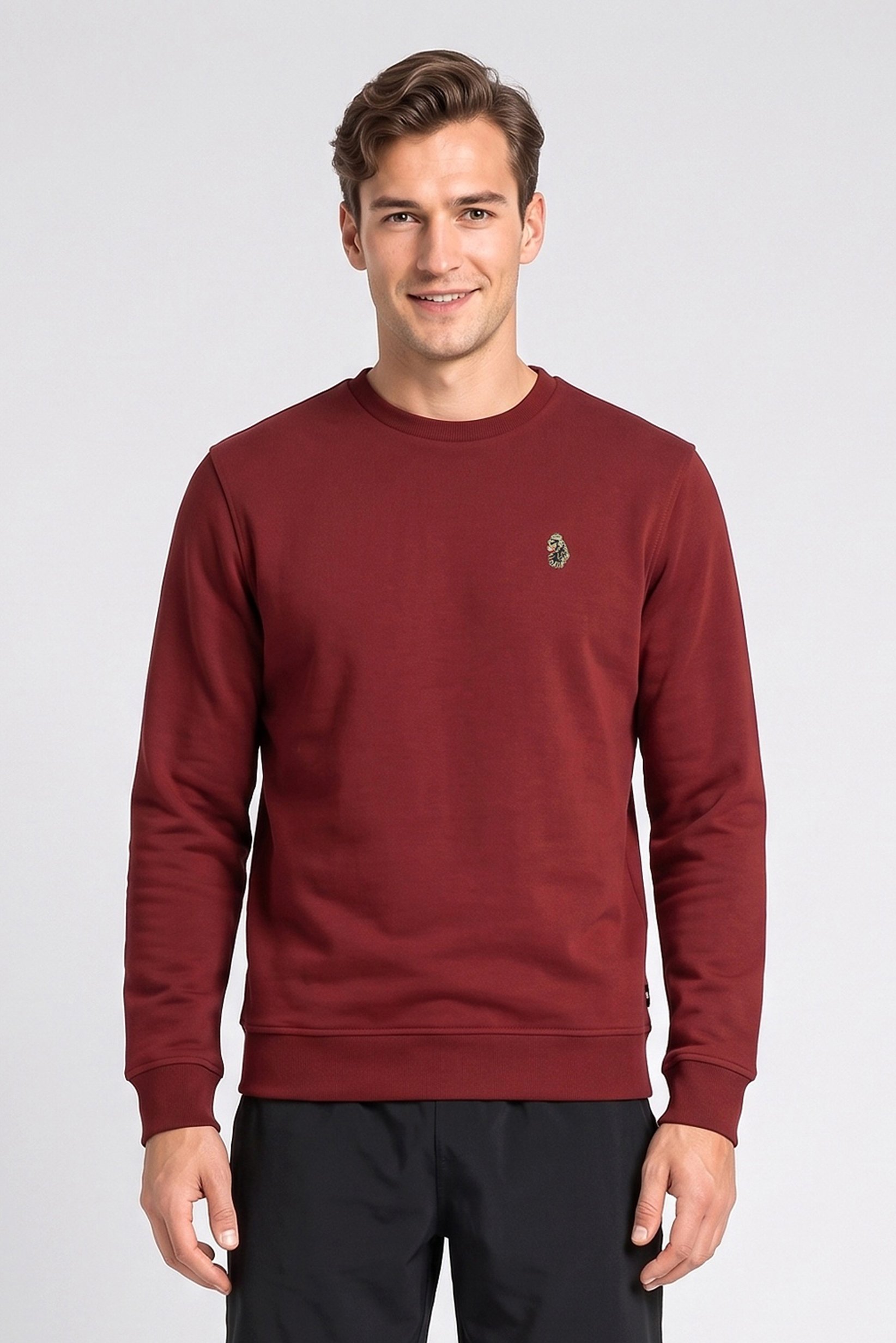 Men Sportswear Fit Long Sleeve Outdoor Sweatshirt, Maroon