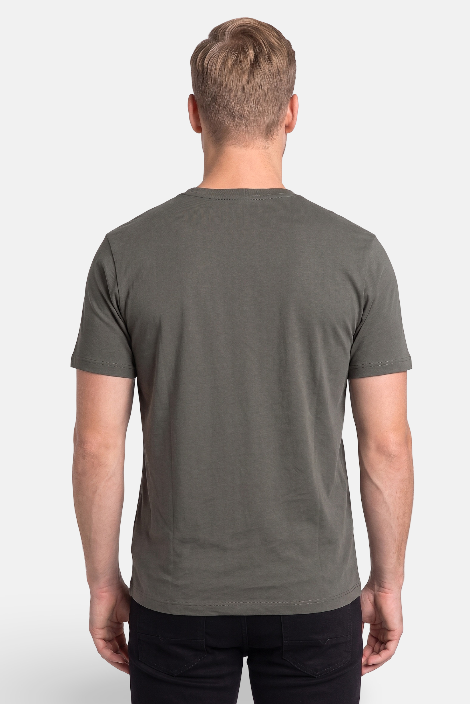 Men Crew Neck Short Sleeve Brand Logo T-Shirt, Green