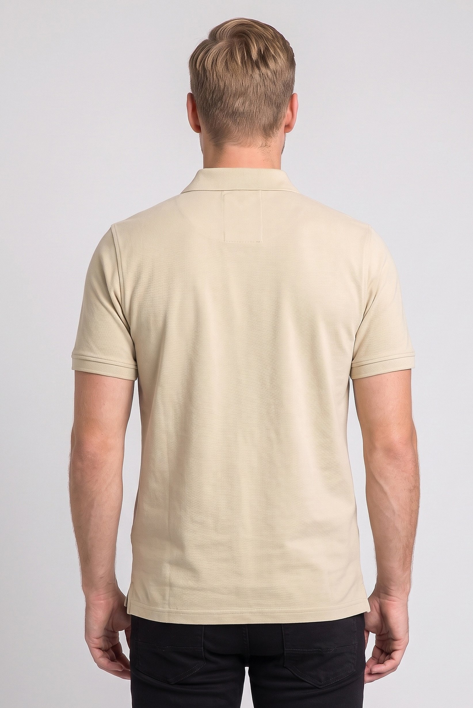 Men Sportswear Fit Short Sleeve Outdoor Polo Shirt, Beige