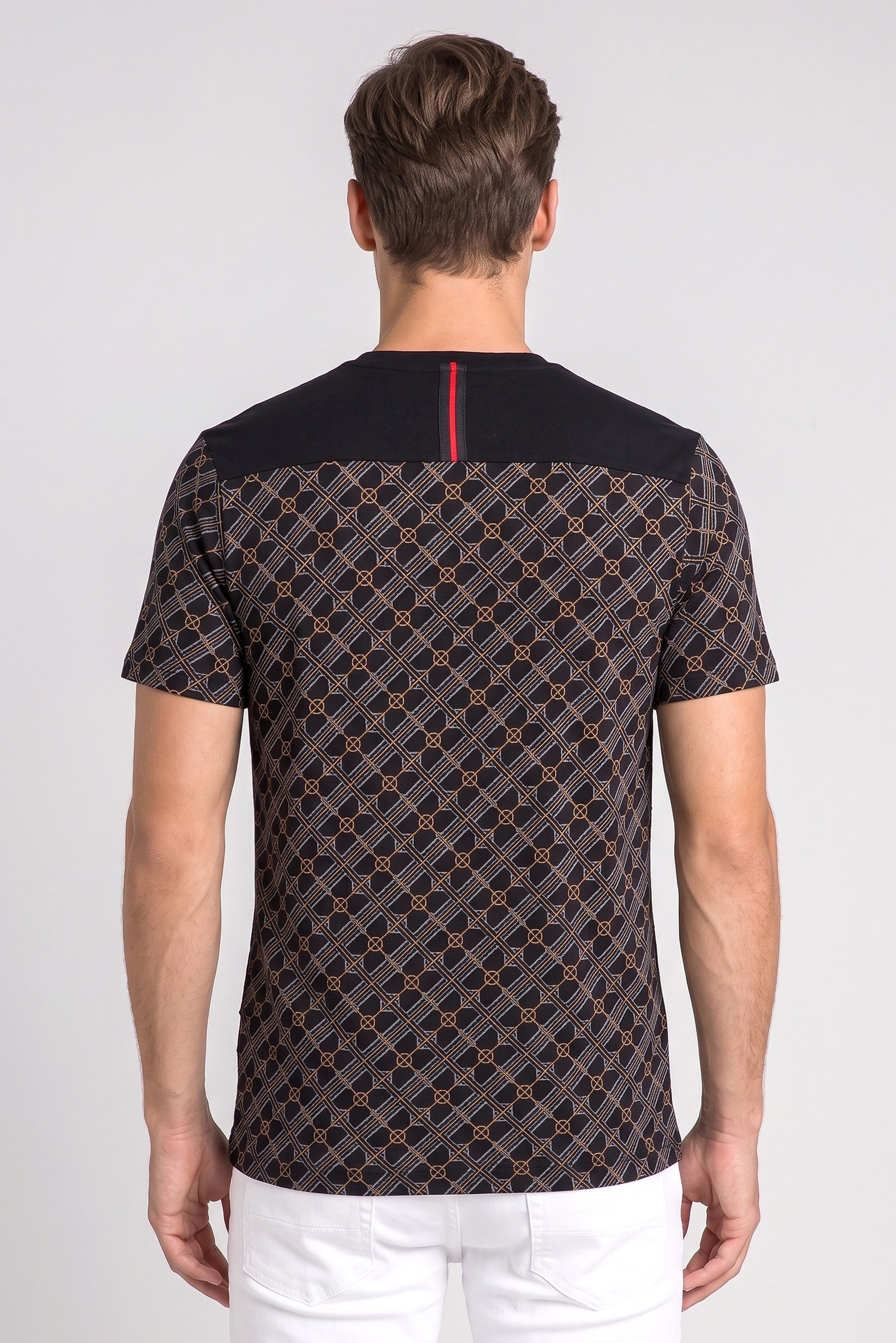 Men Crew Neck Short Sleeve Allover Print T-Shirt, Multicolor