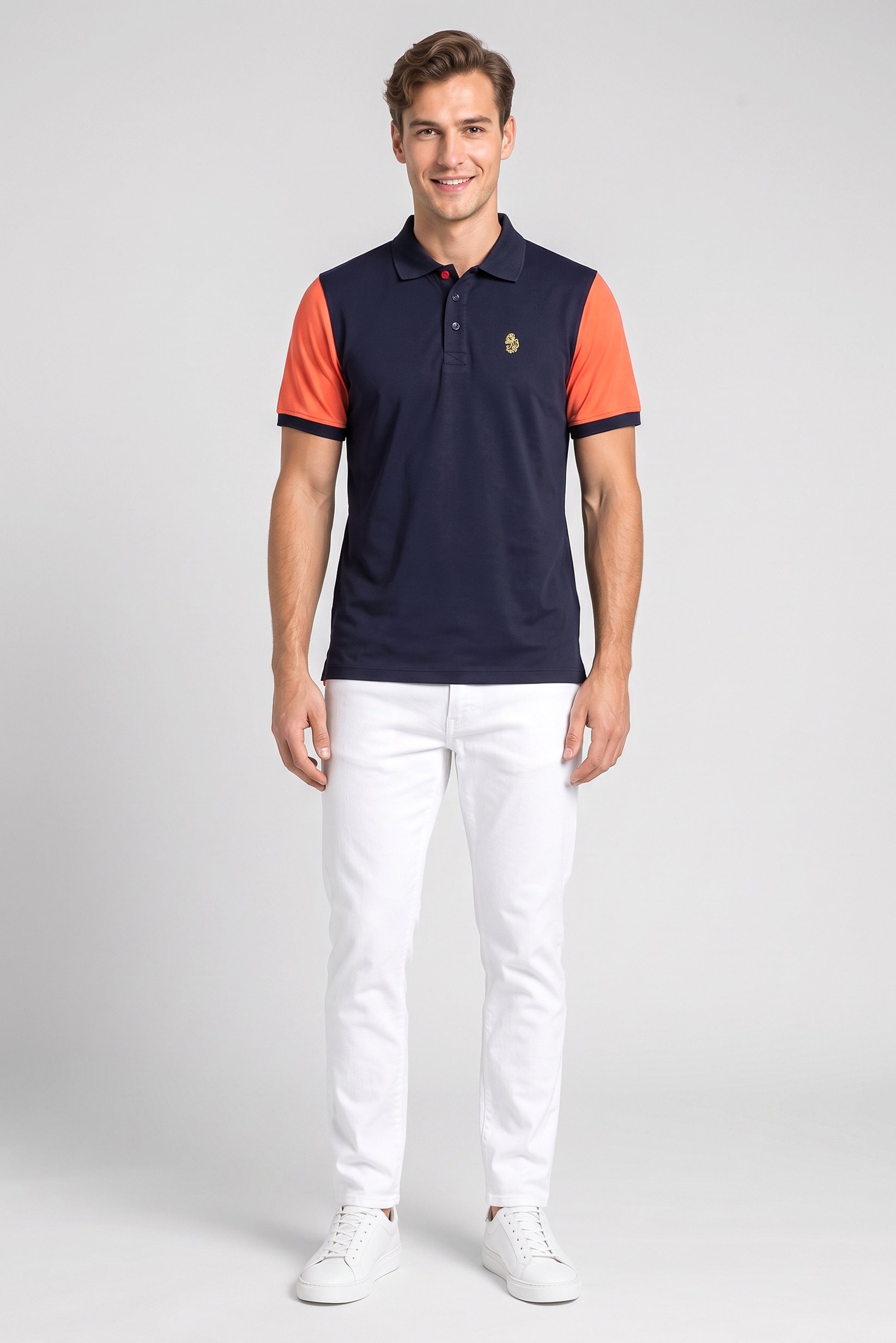 Men Sportswear Fit Short Sleeve Outdoor Polo Shirt, Multicolor