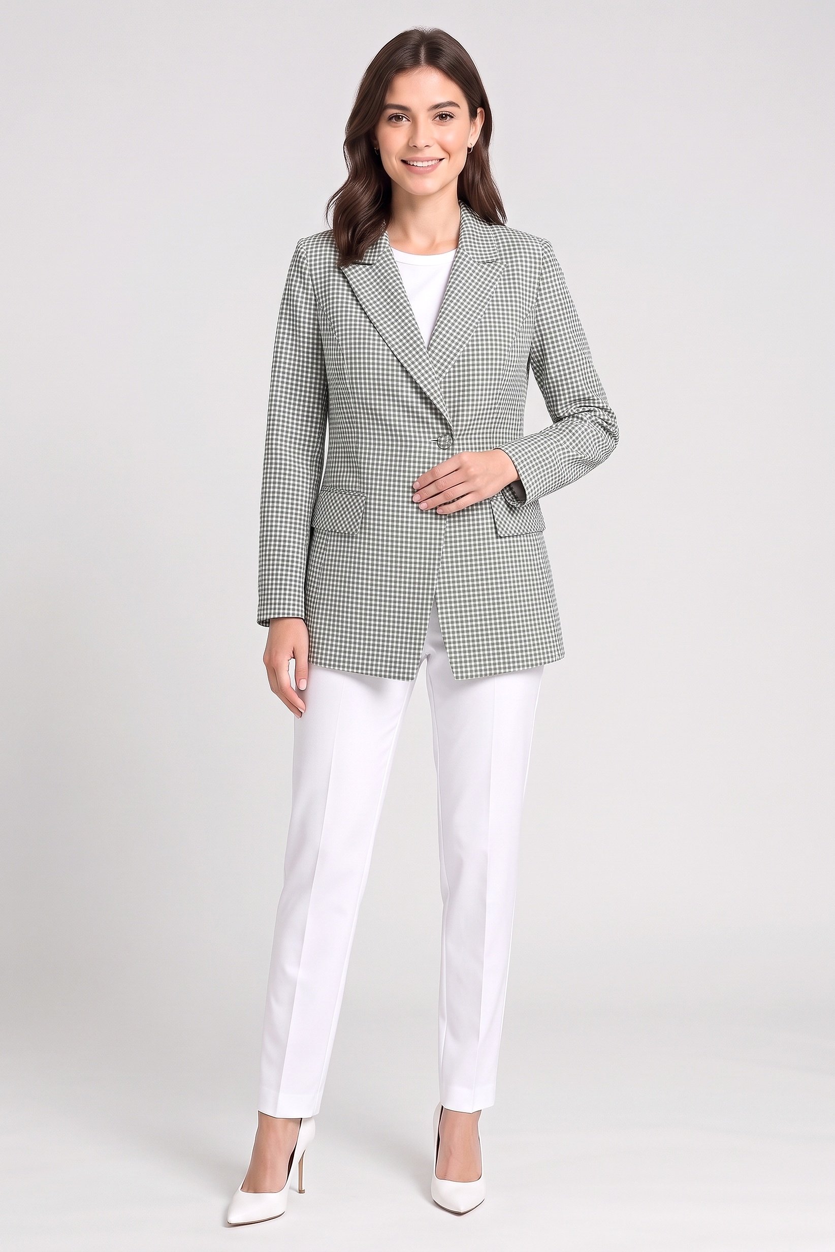 Women Regular Fit Micro Checkered Casual Blazer, Multicolor