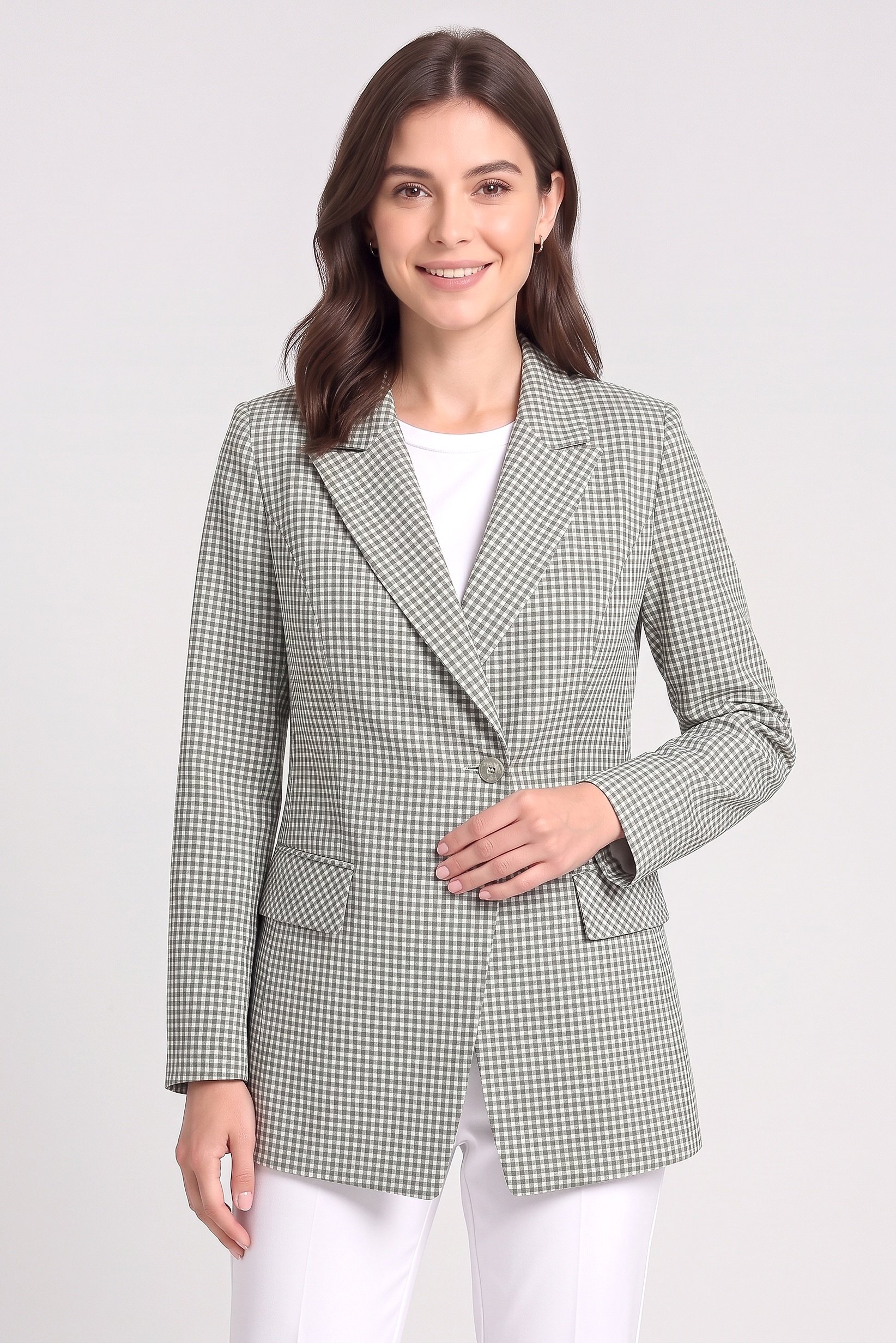Women Regular Fit Micro Checkered Casual Blazer, Multicolor