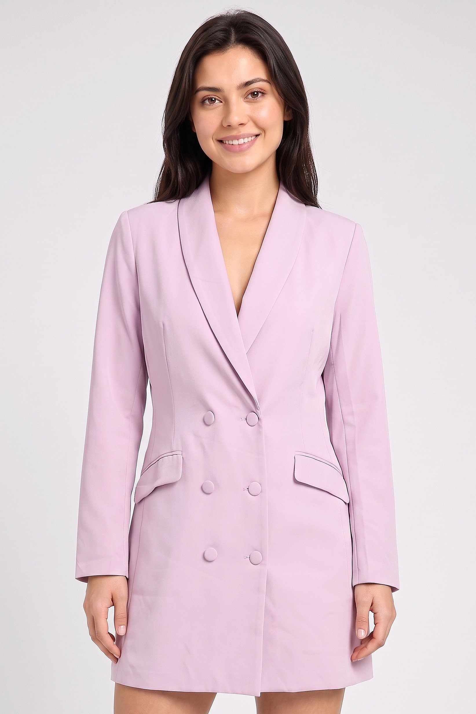 Women Solid Blazer Dress, Lilac