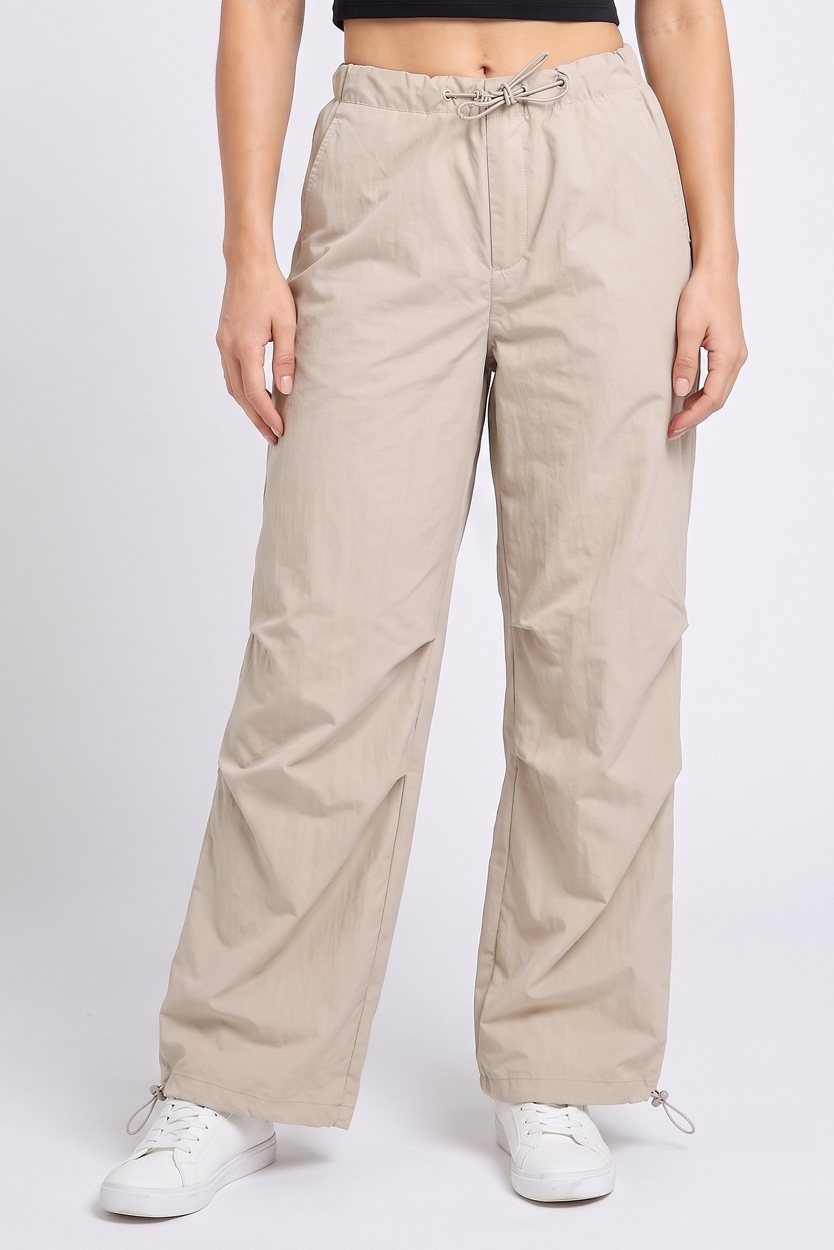 Women Regular Fit Plain Jogger Pants, Beige