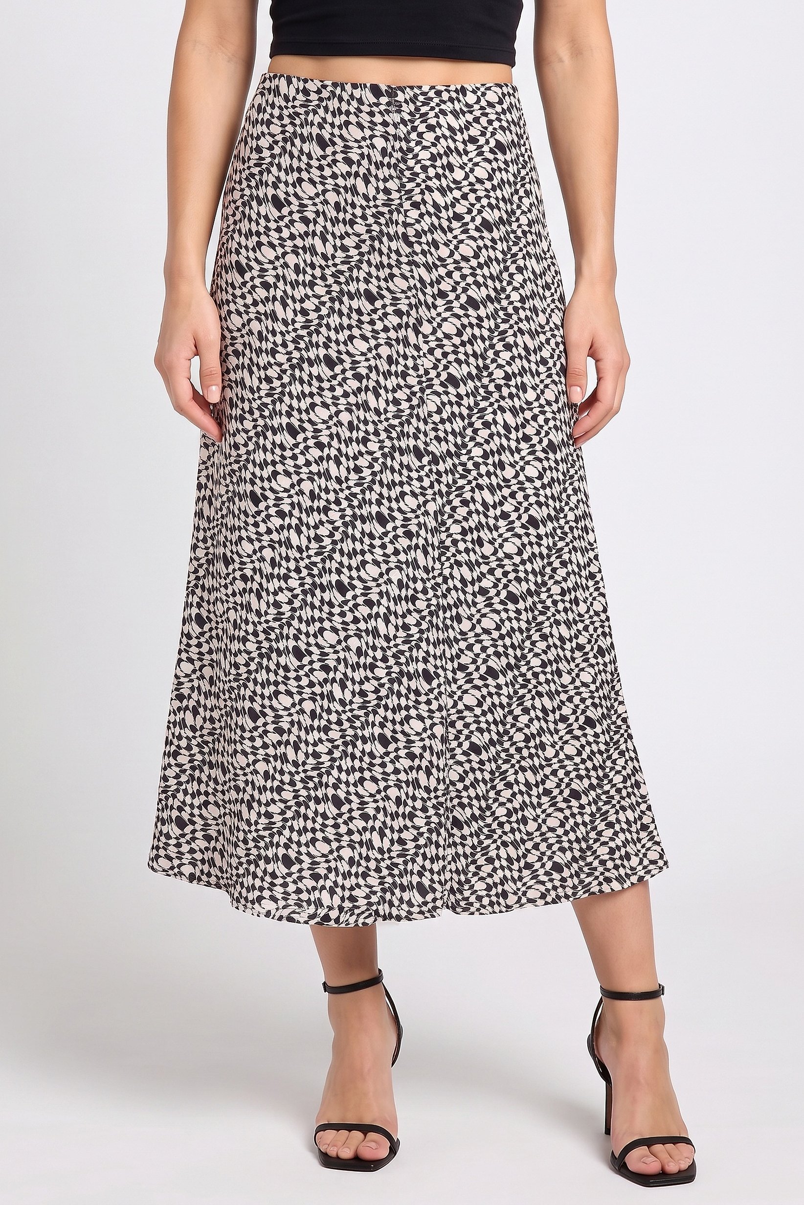Women Allover Print Midi Skirts, Multicolor