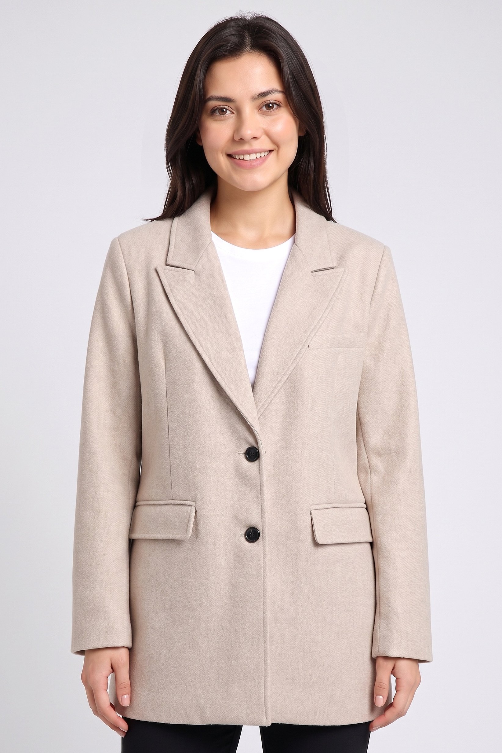 Women Regular Fit Textured Casual Blazer, Beige