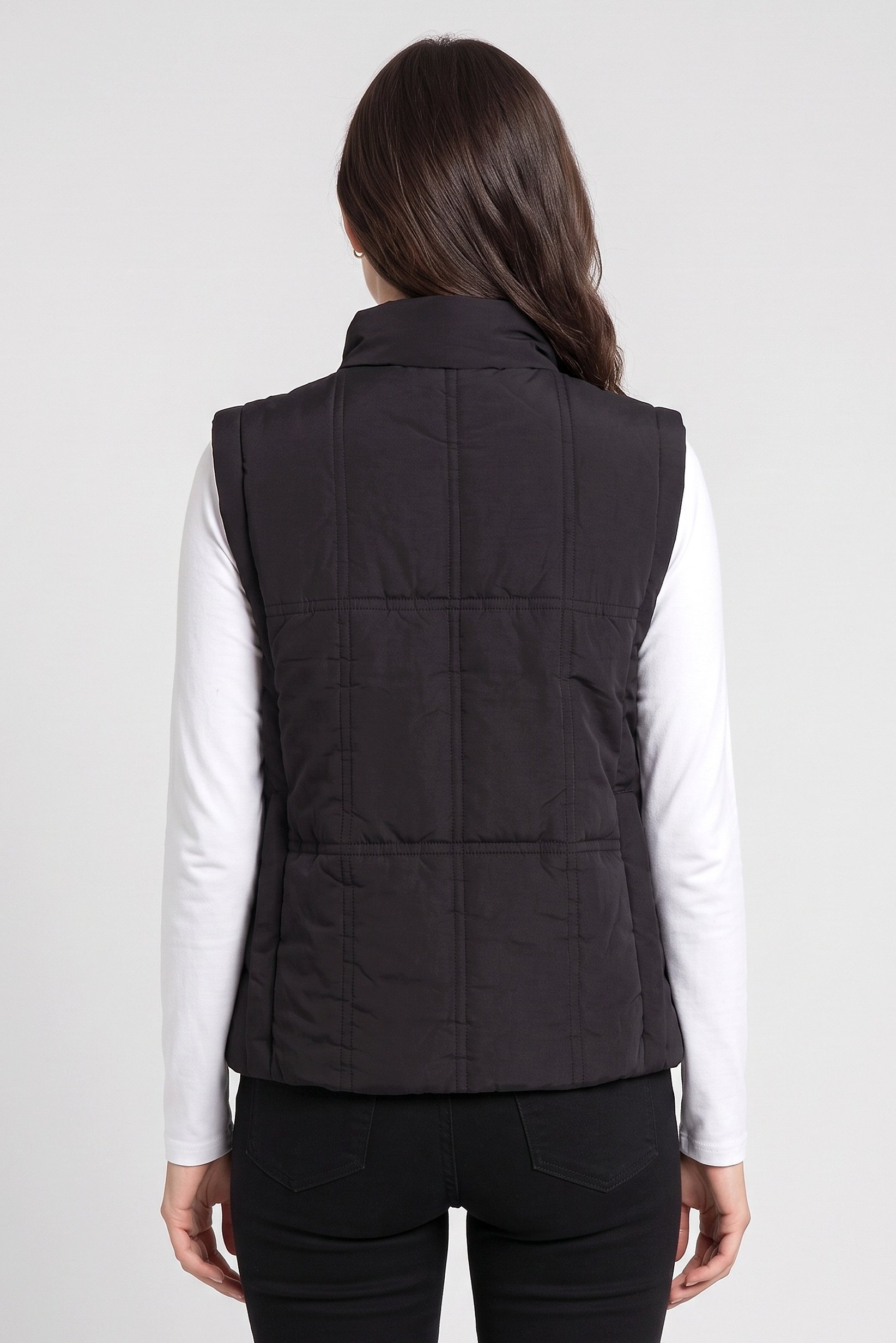 Women Quilted Vest Jacket, Black