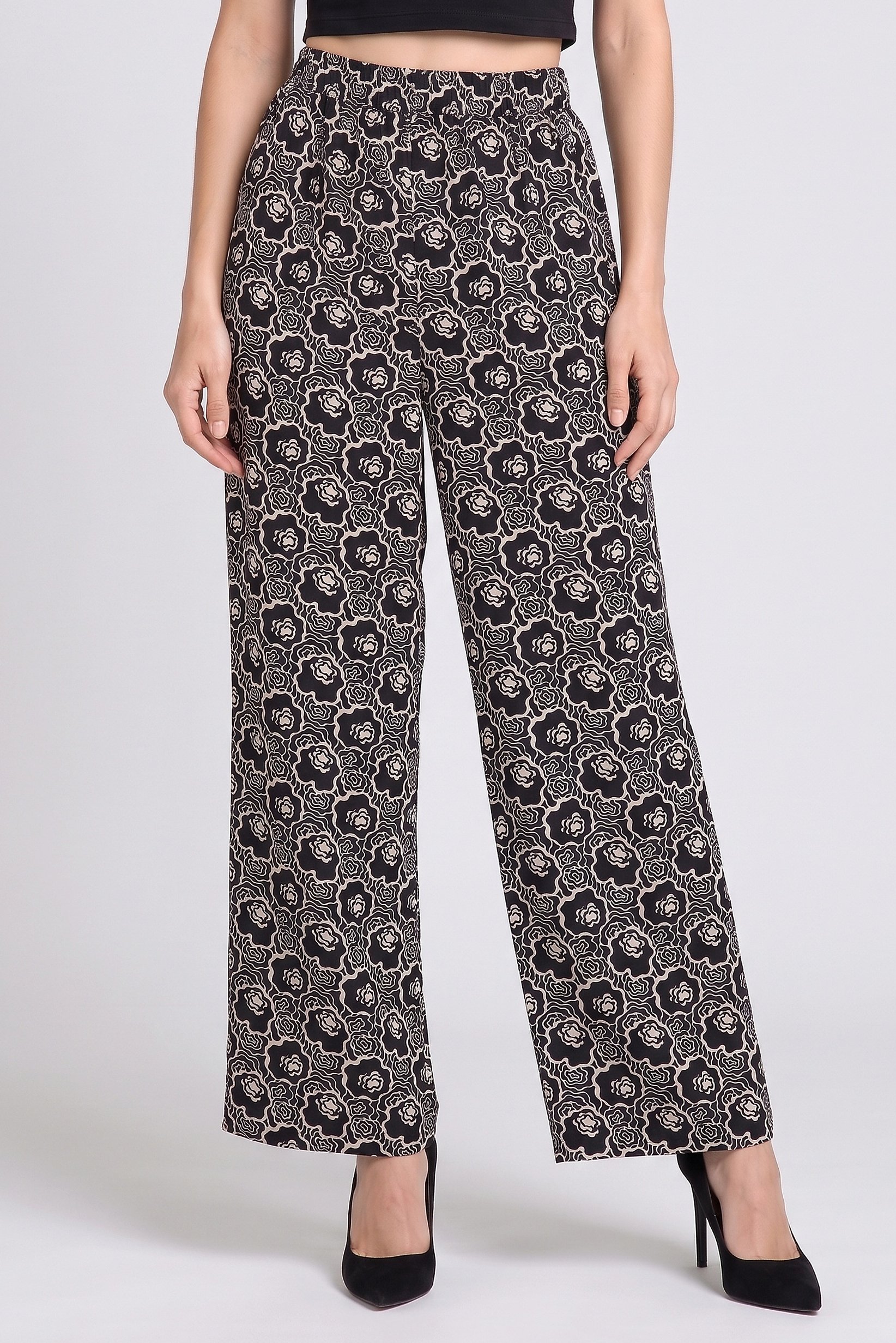 Women Regular Fit Floral Print Wide Leg Pants, Multicolor