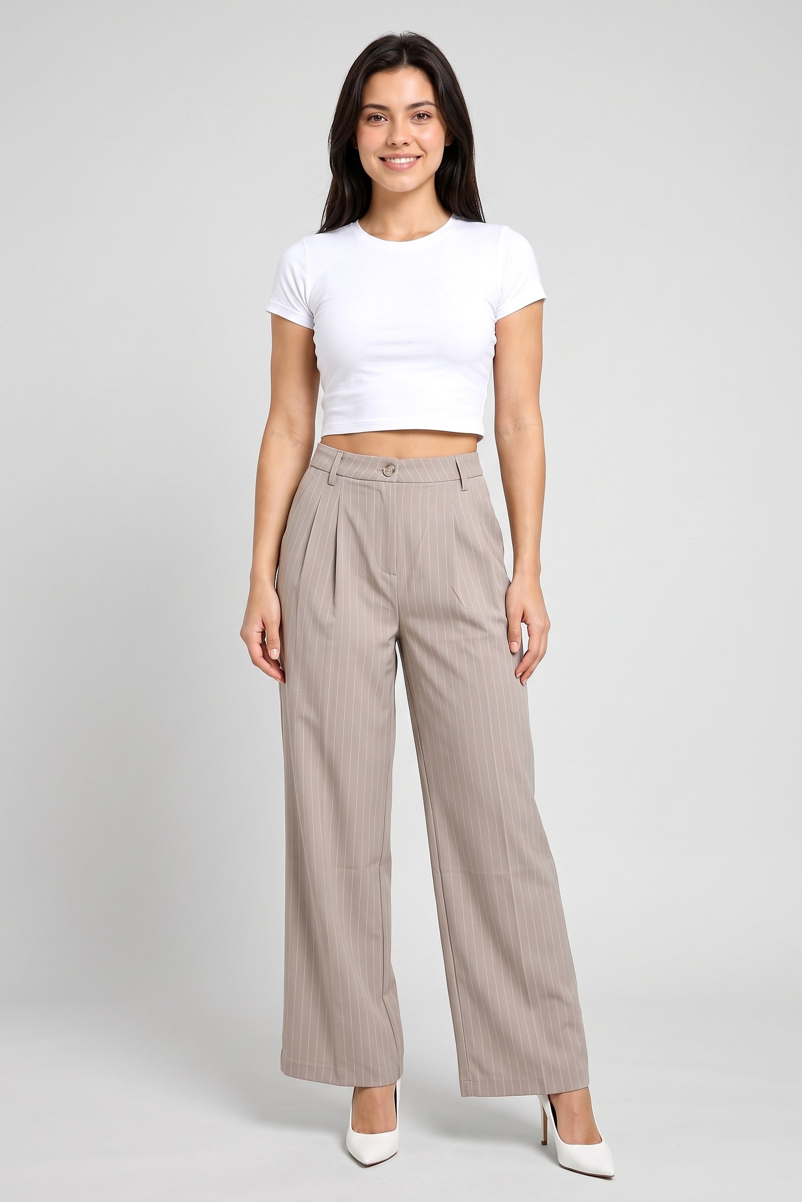 Women Regular Fit Stripe Wide Leg Pants, Multicolor