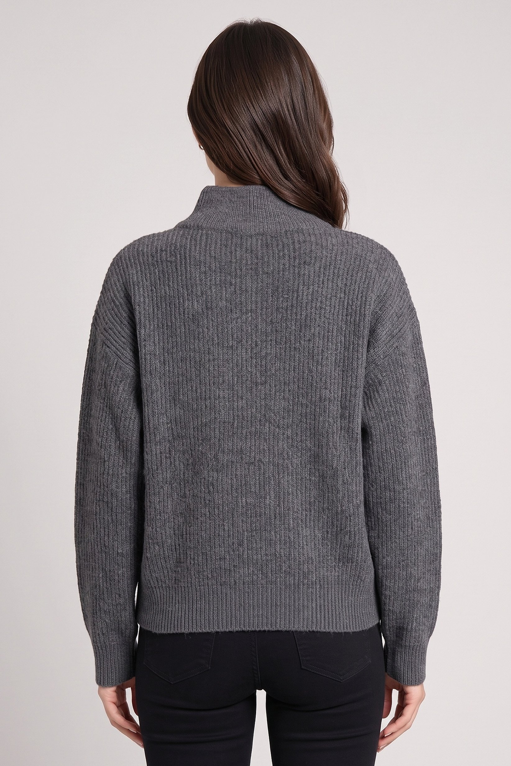 Women Knitted Long Sleeve Sweater, Grey