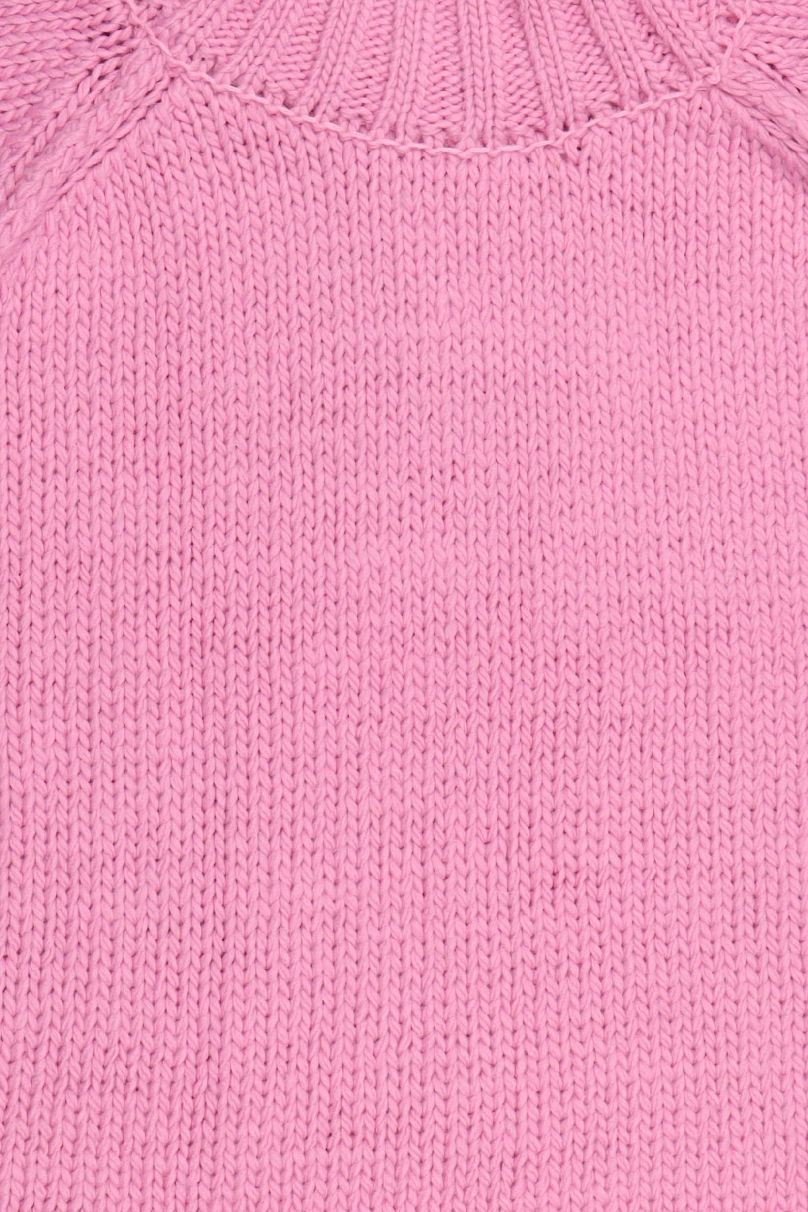 Women High Neck Crochet Sweater, Pink