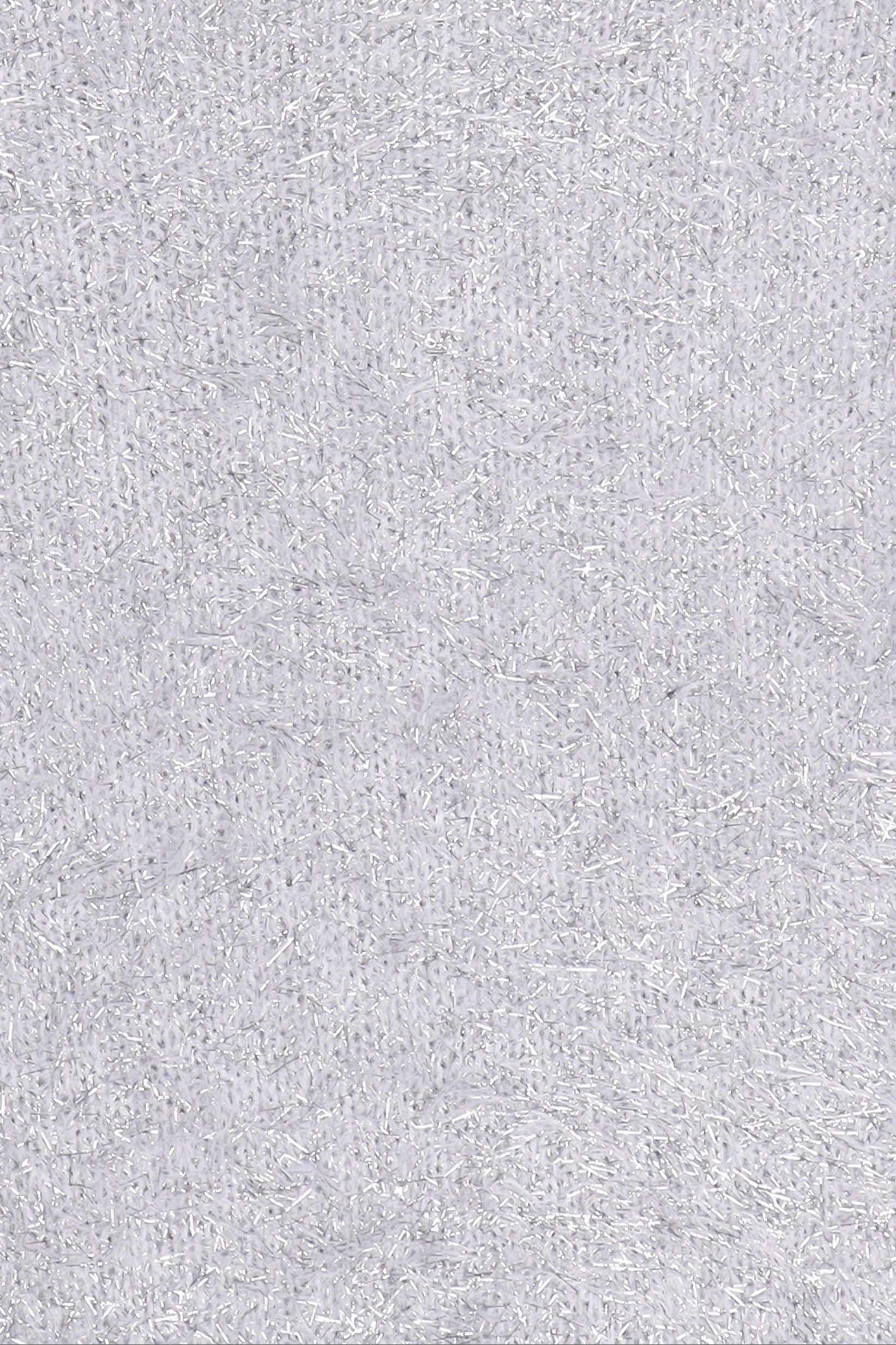 Women Round Neck Metallic Sweater, Silver