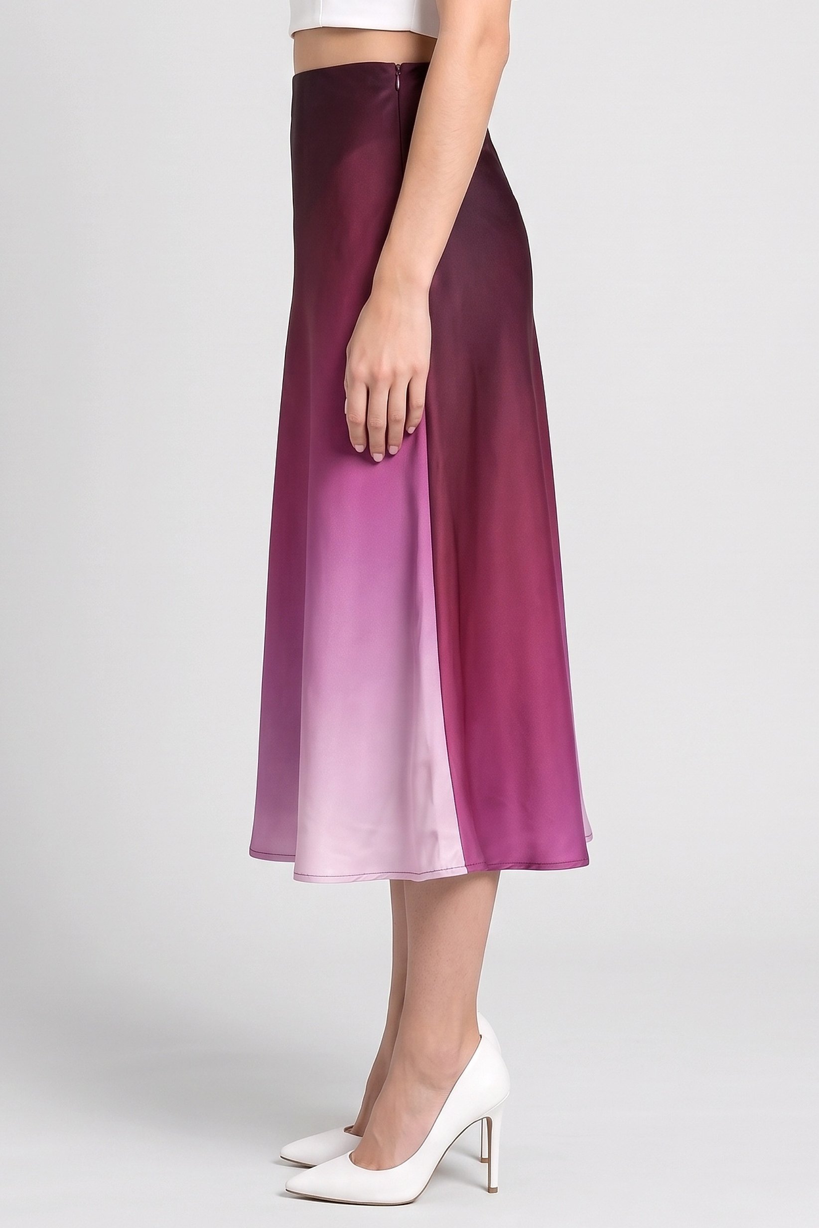 Women Ombre Midi Skirt, Multicolor