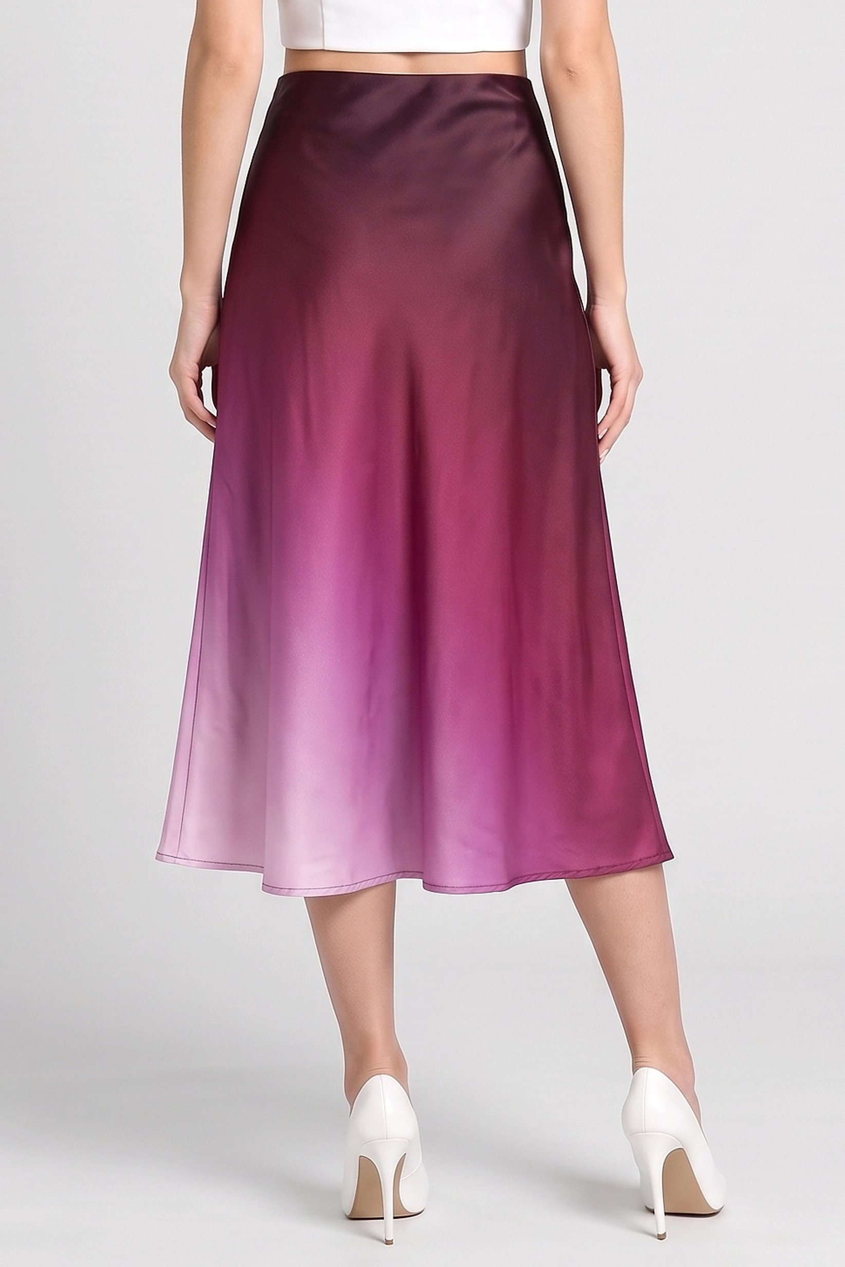 Women Ombre Midi Skirt, Multicolor