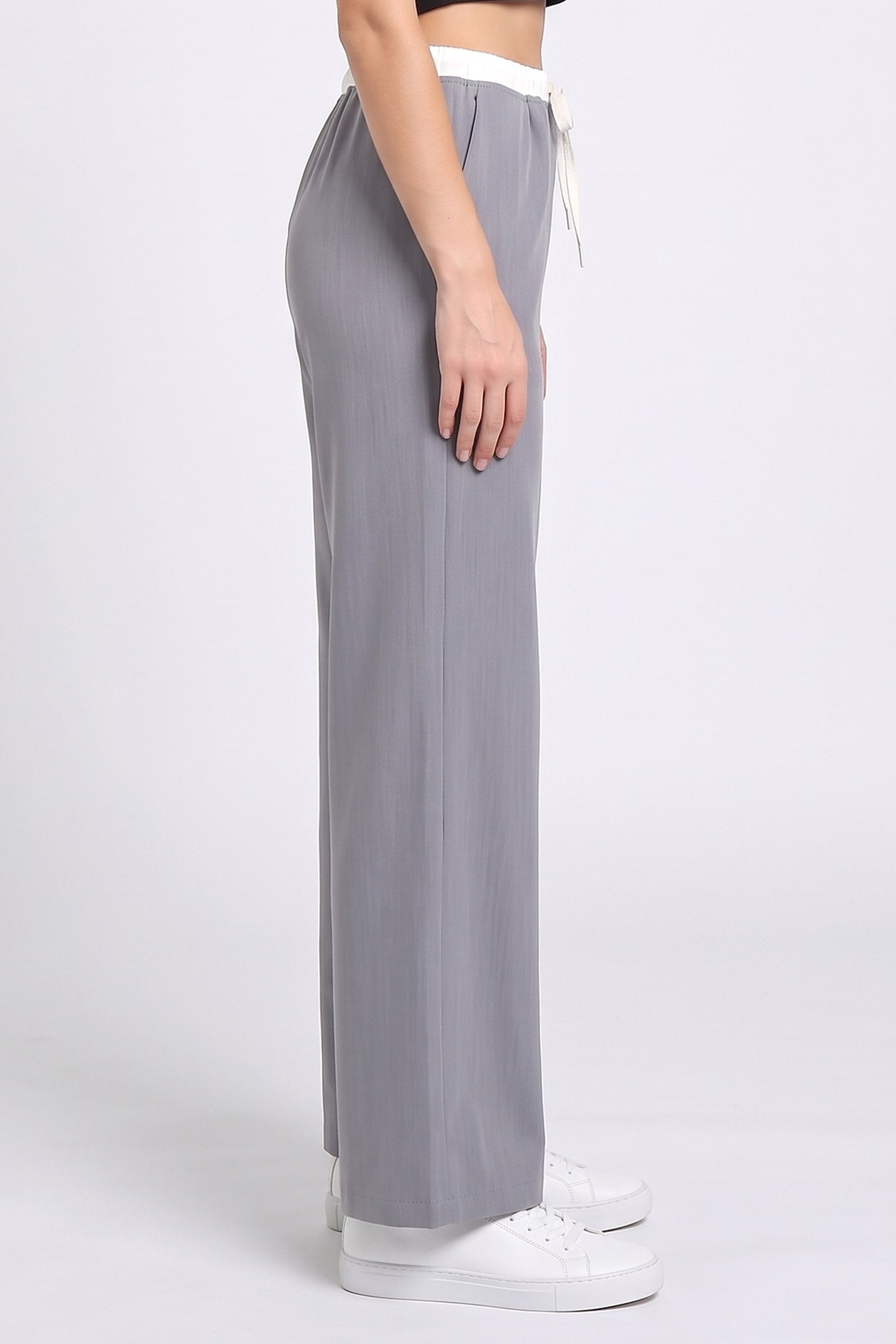 Women Regular Fit Solid Straight Leg Pants, Grey