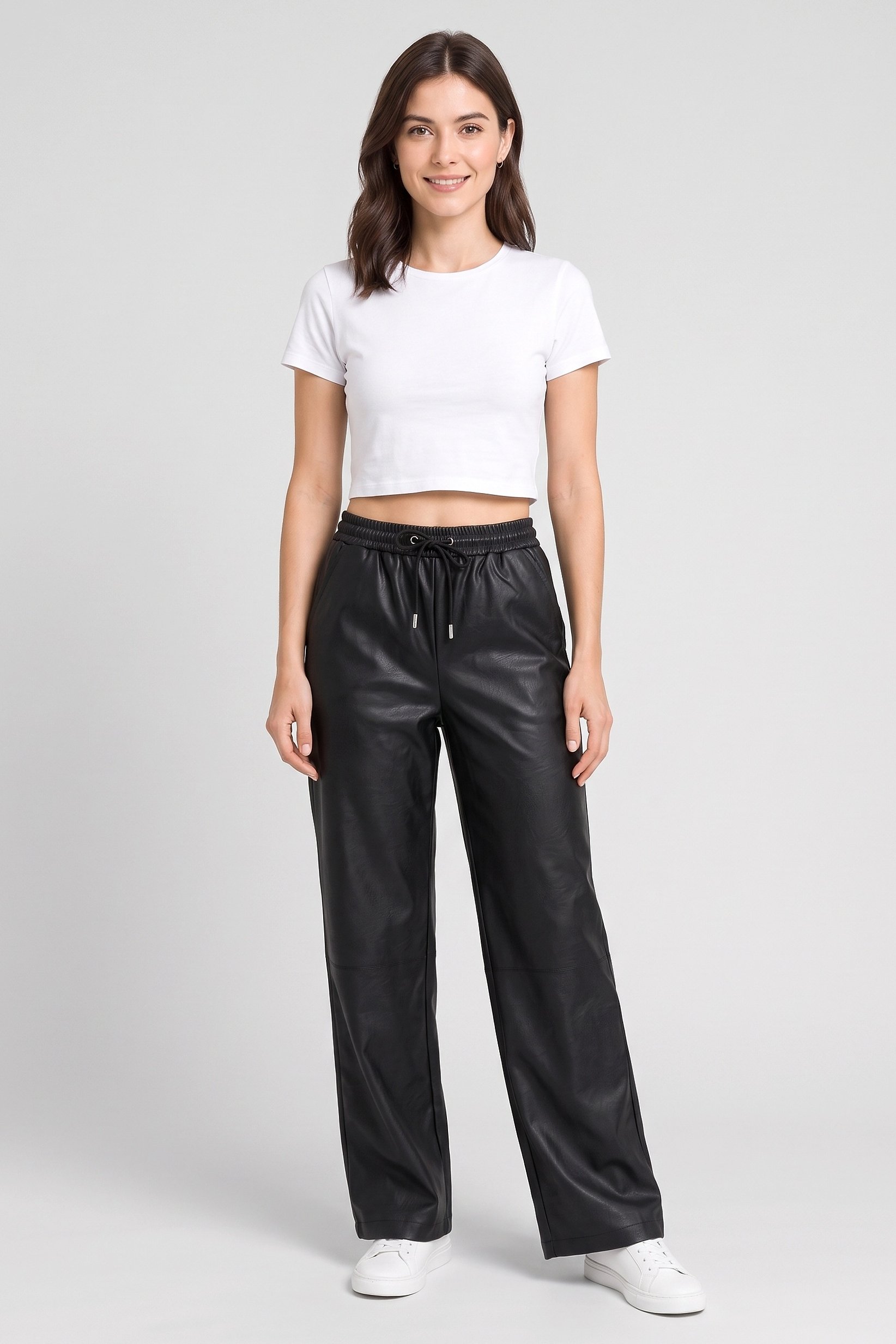 Women Regular Fit Solid Wide Leg Pants, Black