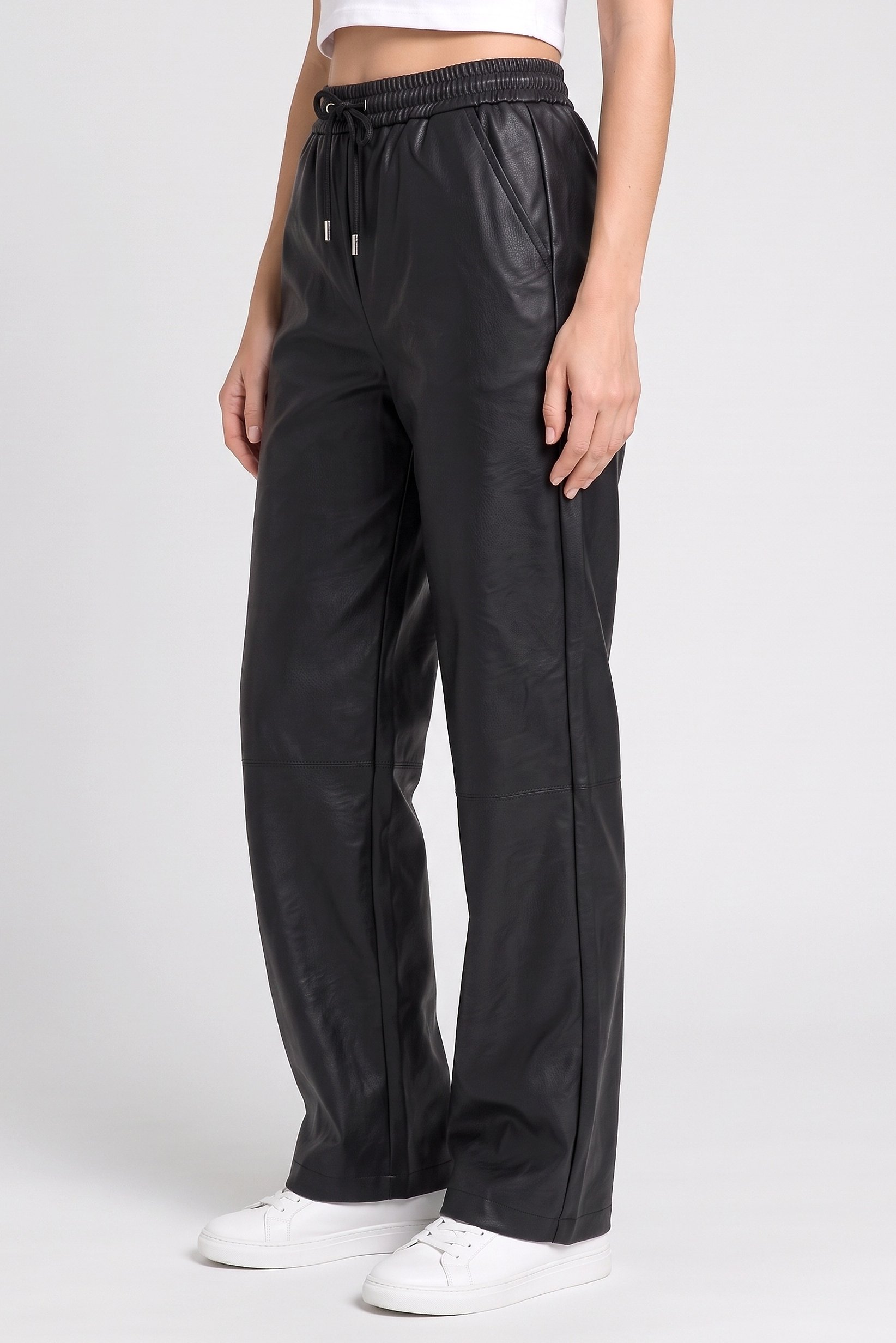 Women Regular Fit Solid Wide Leg Pants, Black